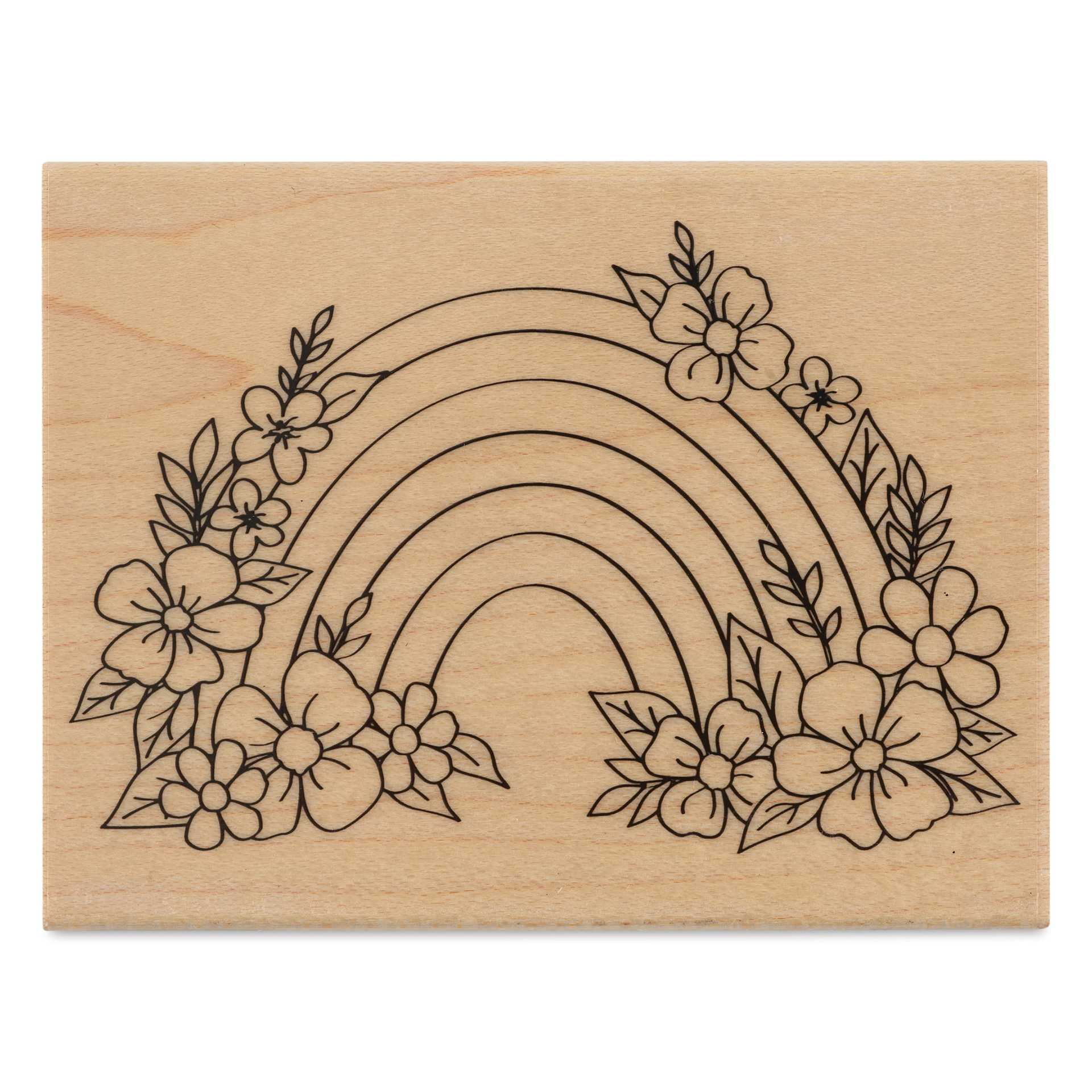 Hero Arts Floral Rainbow Woodblock Stamp - 4.25" x 3.25"