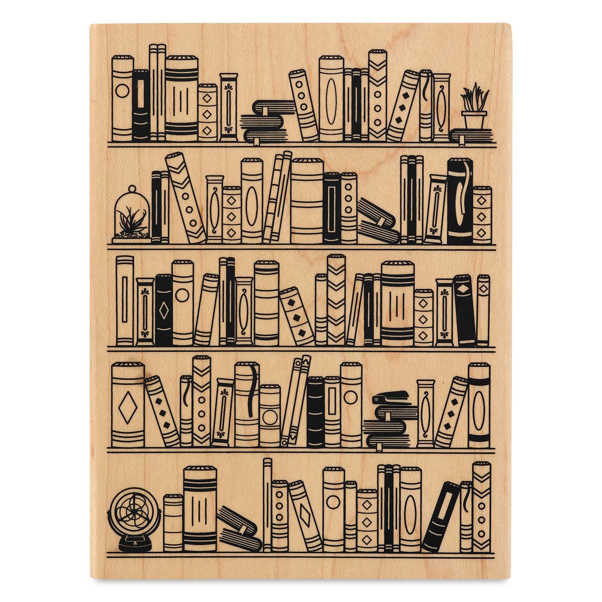 Hero Arts Bookcase Woodblock Stamp - 5.25" x 4"