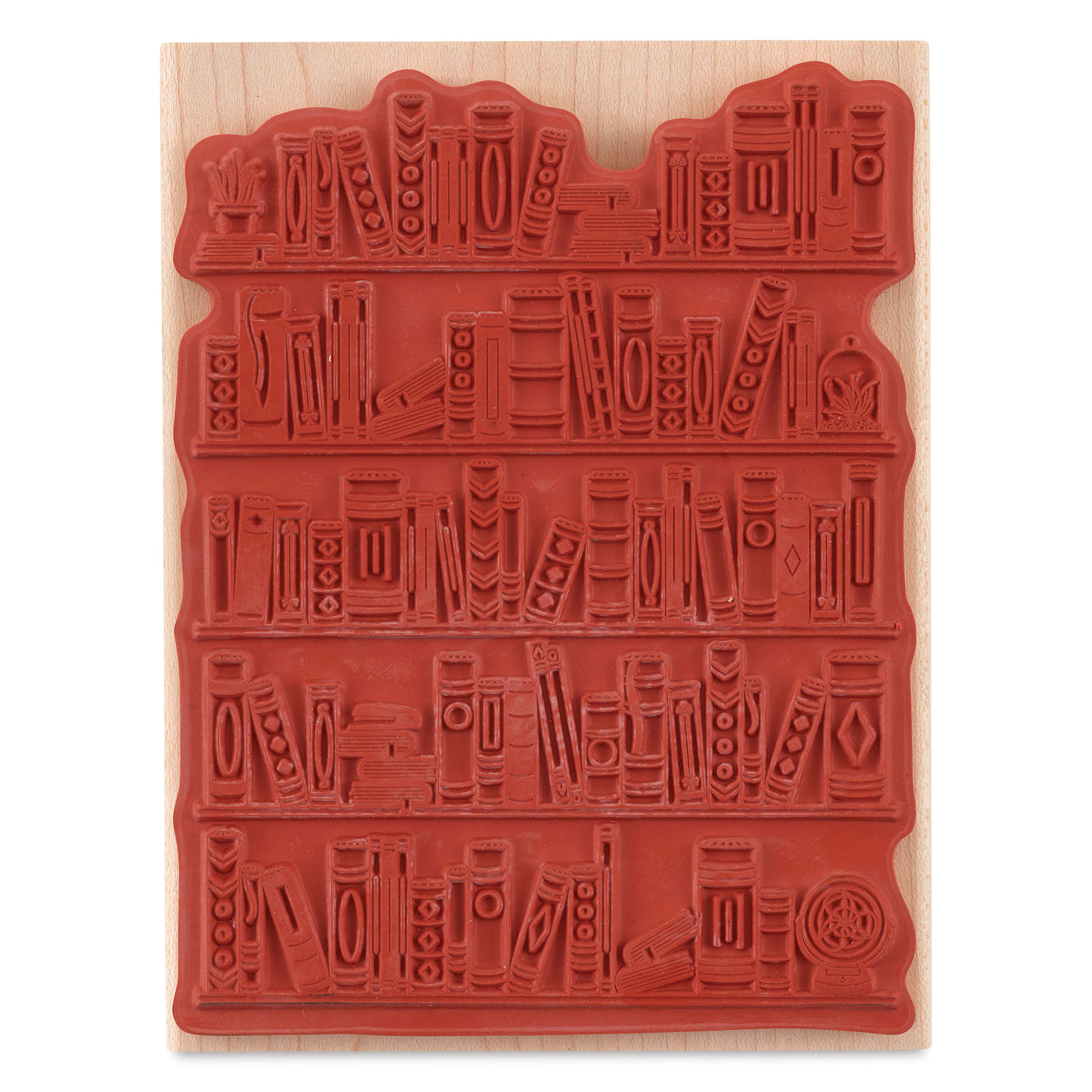 Hero Arts Bookcase Woodblock Stamp - 5.25" x 4" showing stamp face