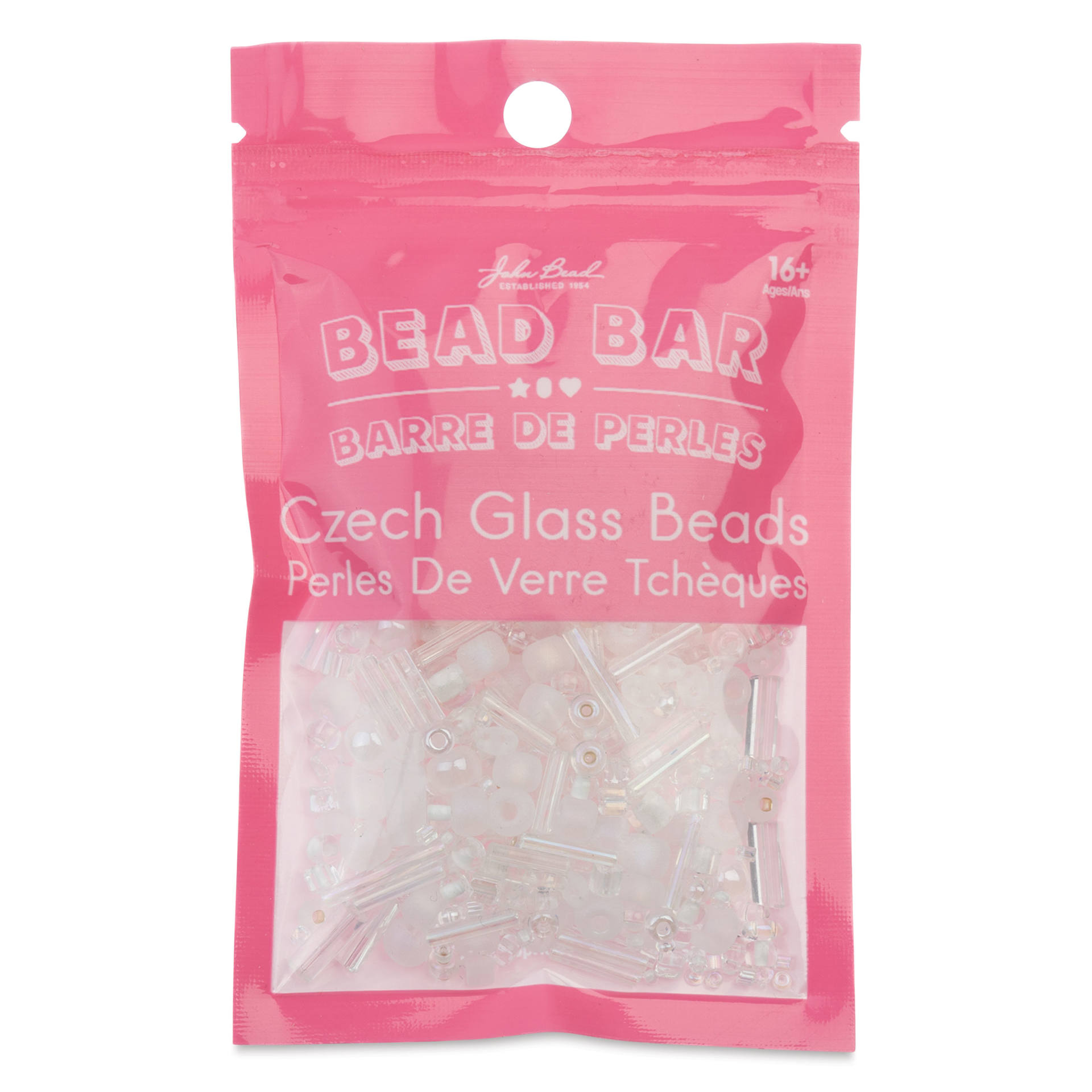 John Bead Bead Bar Czech Glass Bead Assortment - Crystal, 50 g front of packaging