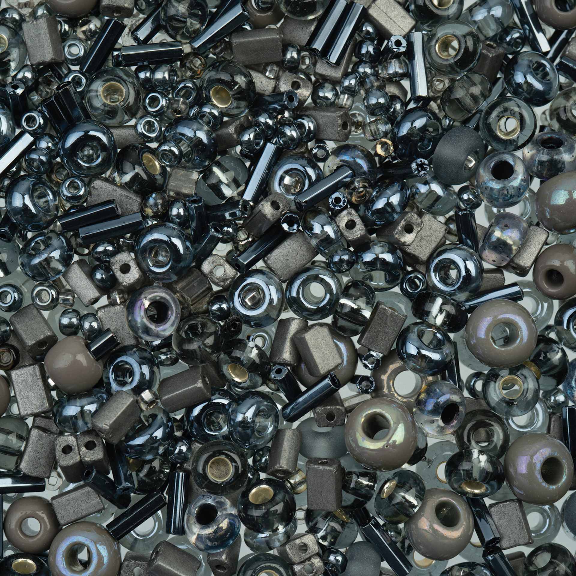 John Bead Bead Bar Czech Glass Bead Assortment - Grey, 20 g