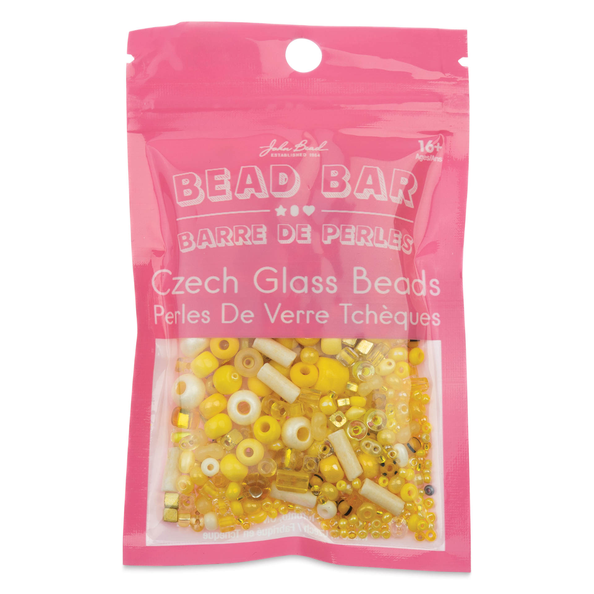 John Bead Bead Bar Czech Glass Bead Assortment - Yellow, 50 g front of packaging