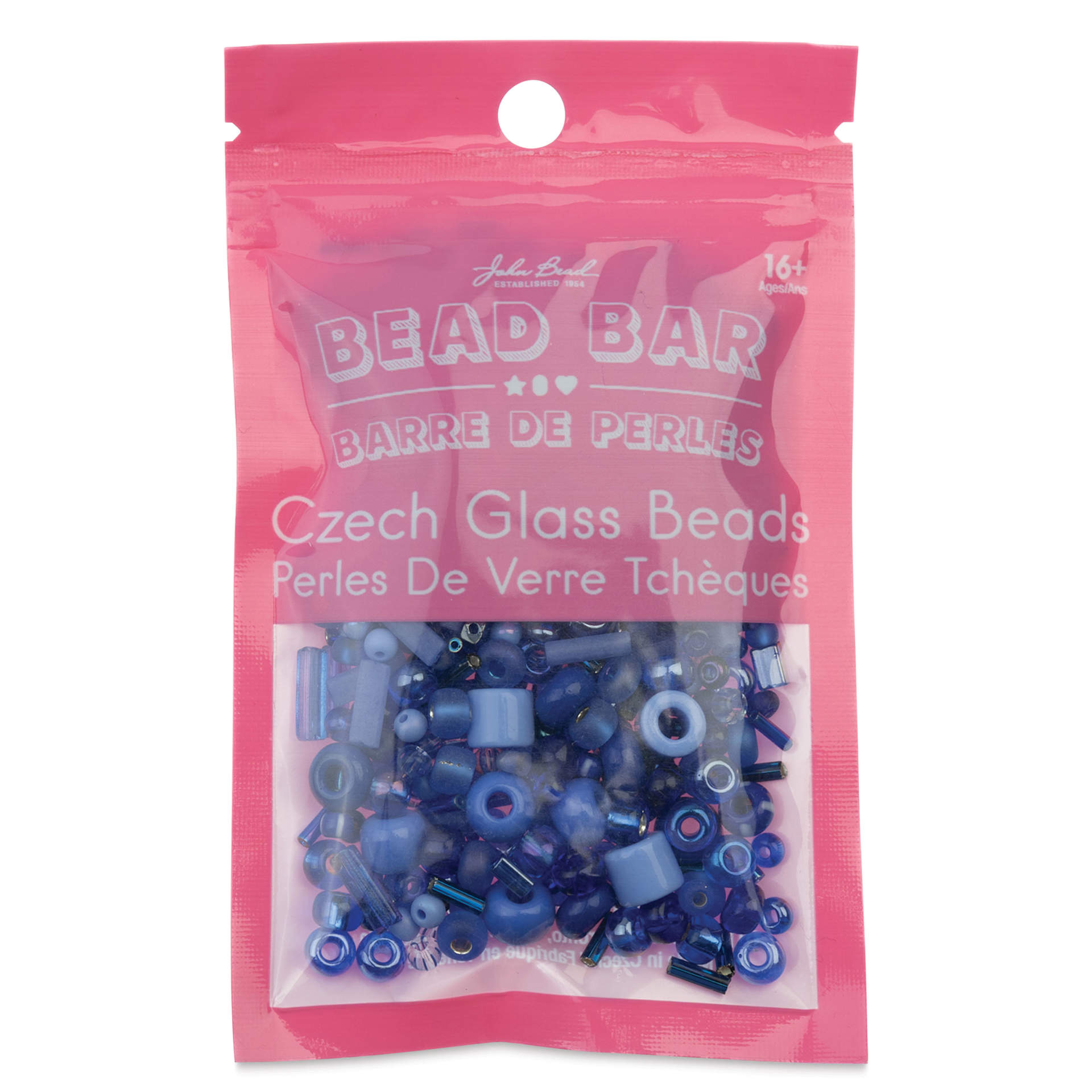 John Bead Bead Bar Czech Glass Bead Assortment - Blue, 50 g front of packaging