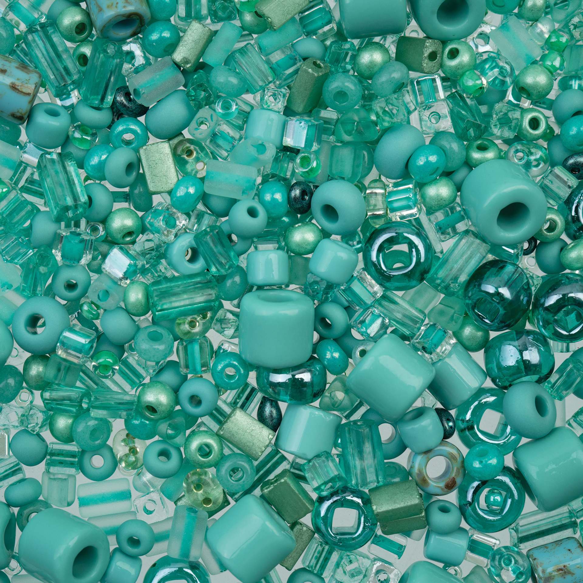 John Bead Bead Bar Czech Glass Bead Assortment - Turquoise Green, 20 g