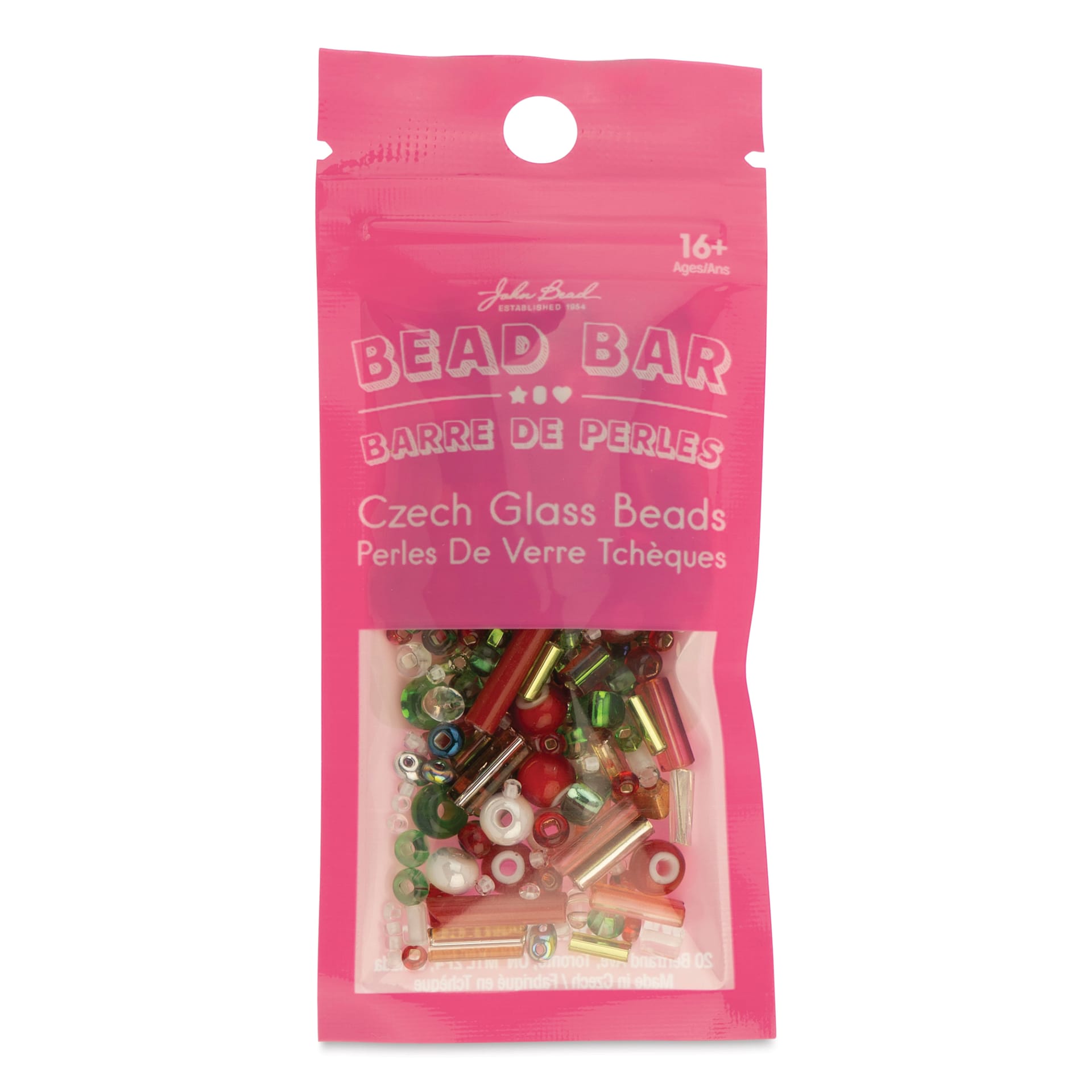 John Bead Bead Bar Czech Glass Bead Assortment - Christmas, 20 g front of packaging