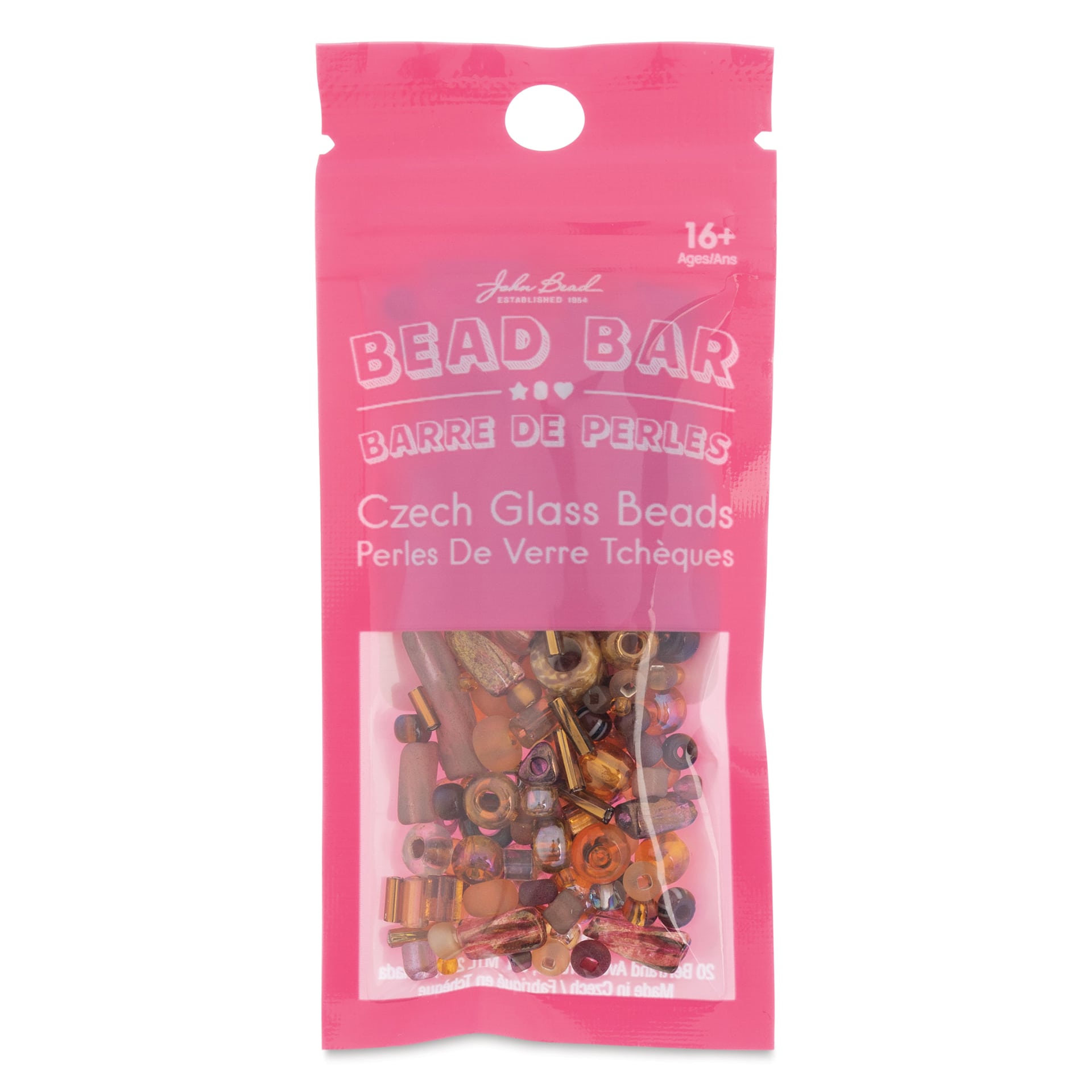 John Bead Bead Bar Czech Glass Bead Assortment - Topaz and Brown, 20 g front of packaging