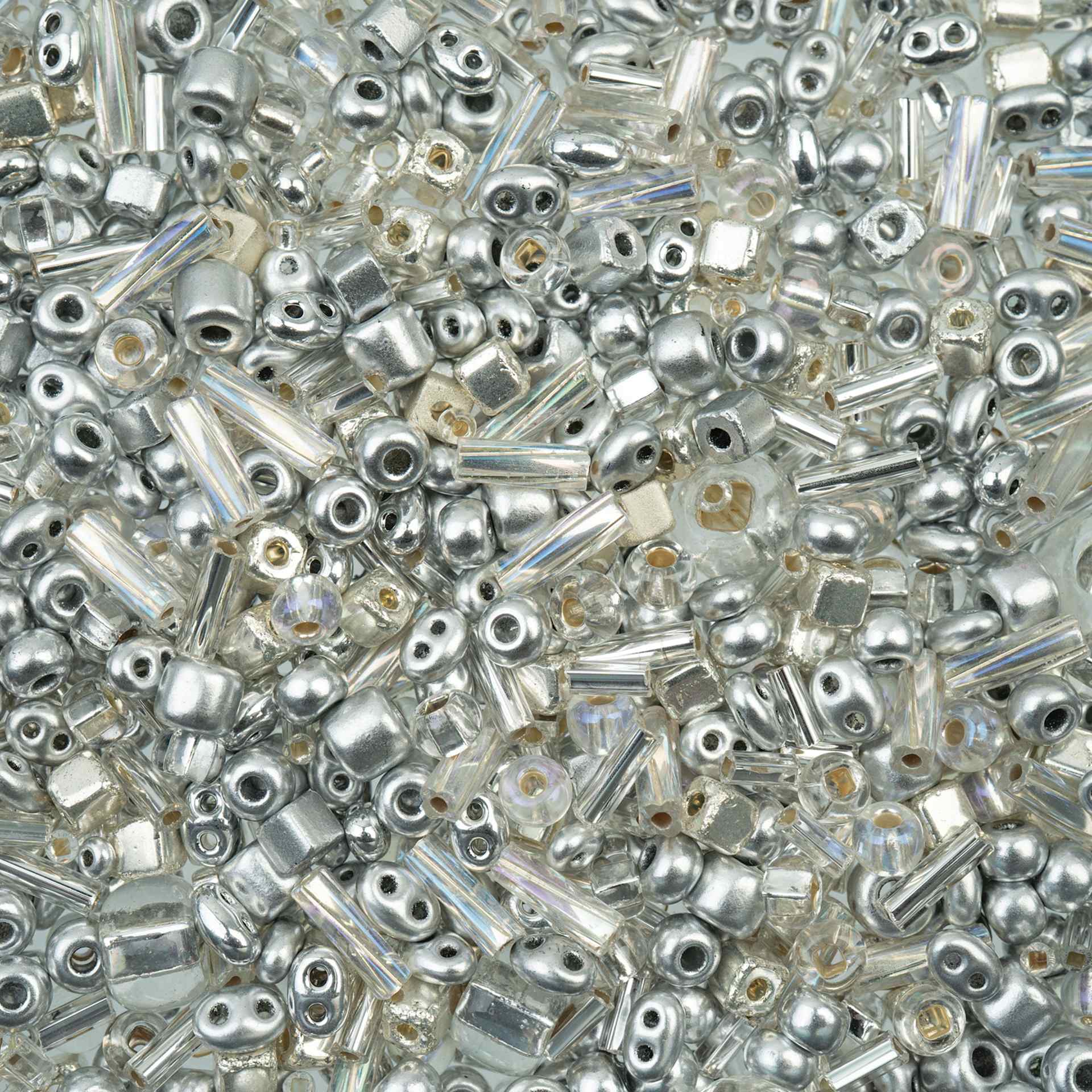 John Bead Bead Bar Czech Glass Bead Assortment - Silver, 20 g