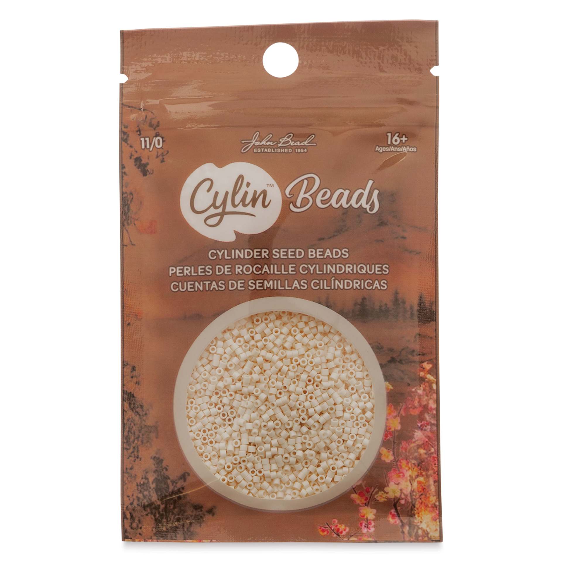 John Bead Cylin 11/0 Cylindrical Seed Beads - Dark Cream front of packaging