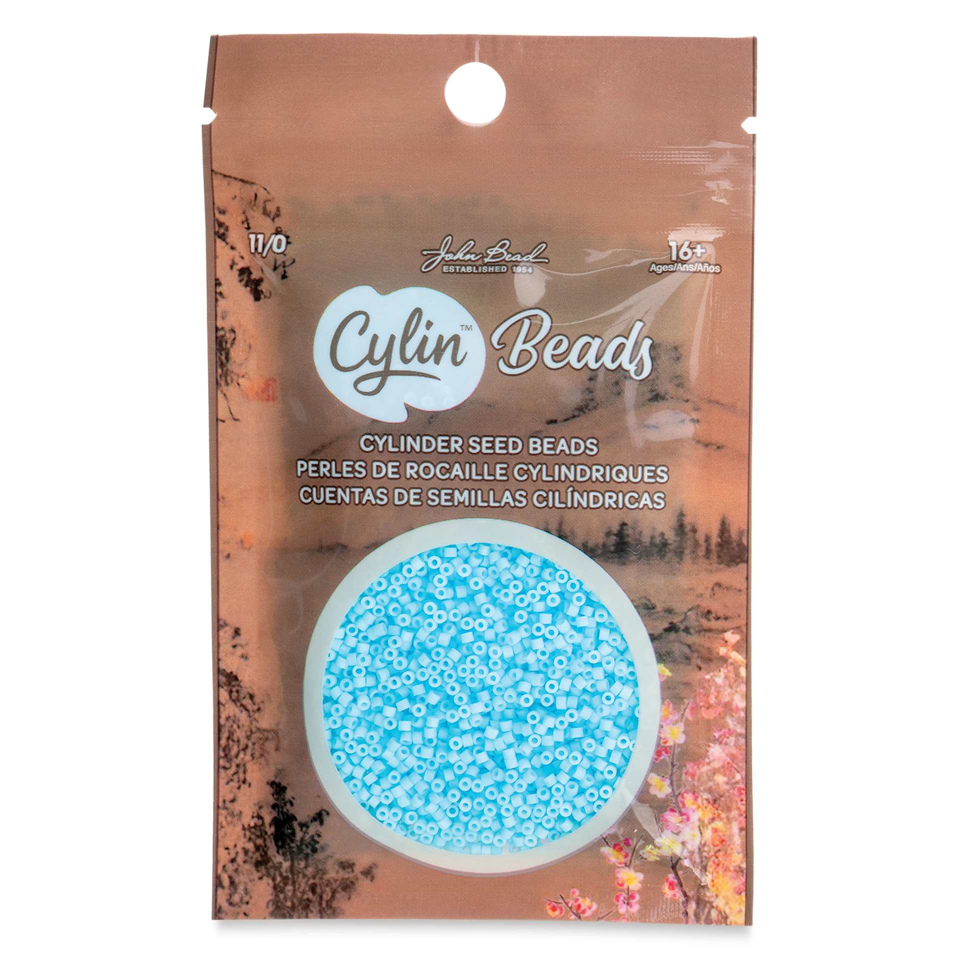 John Bead Cylin 11/0 Matte Macaron Cylindrical Seed Beads - Light Blue front of packaging