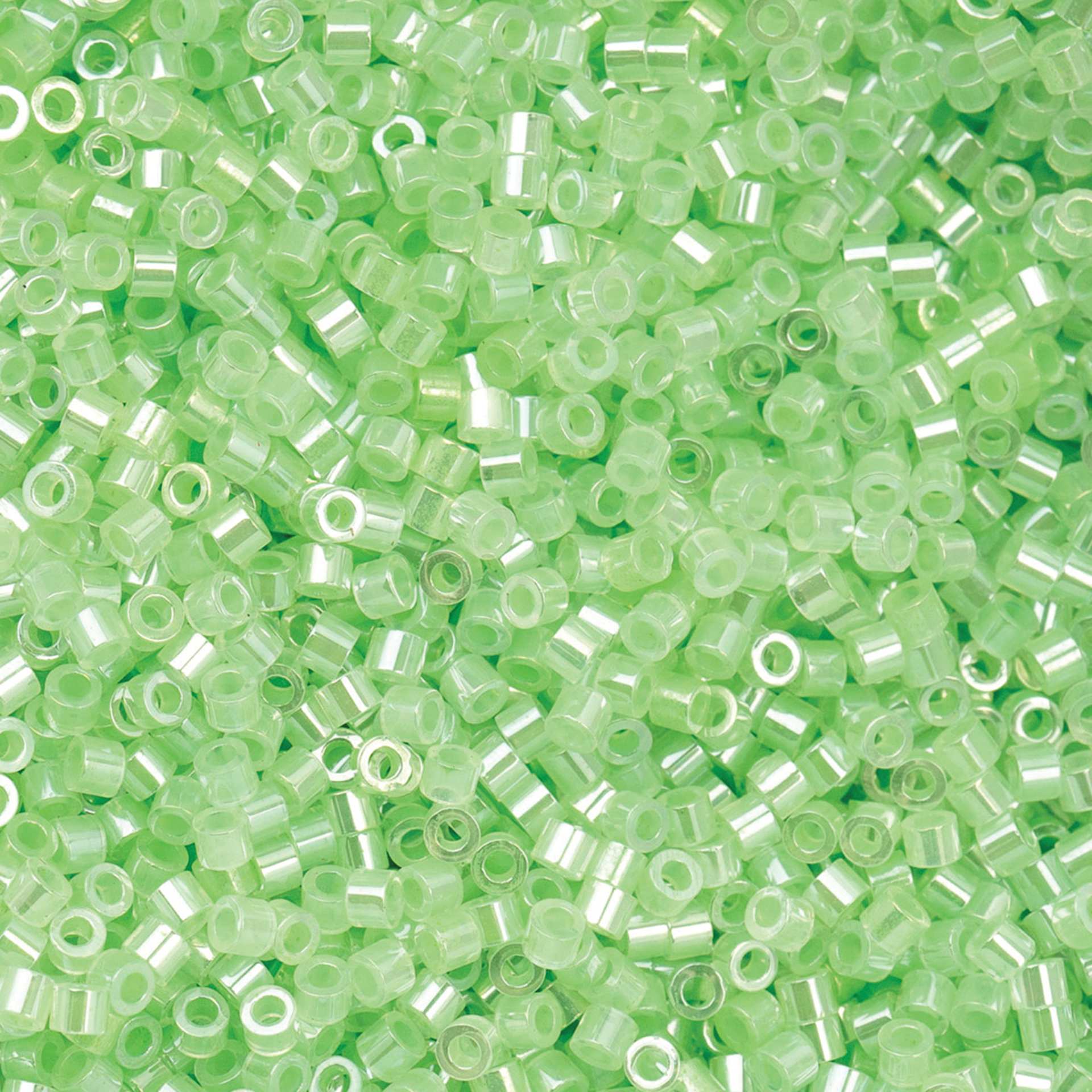 John Bead Cylin 11/0 Ceylon Cylindrical Seed Beads - Light Crystal Green, 25g