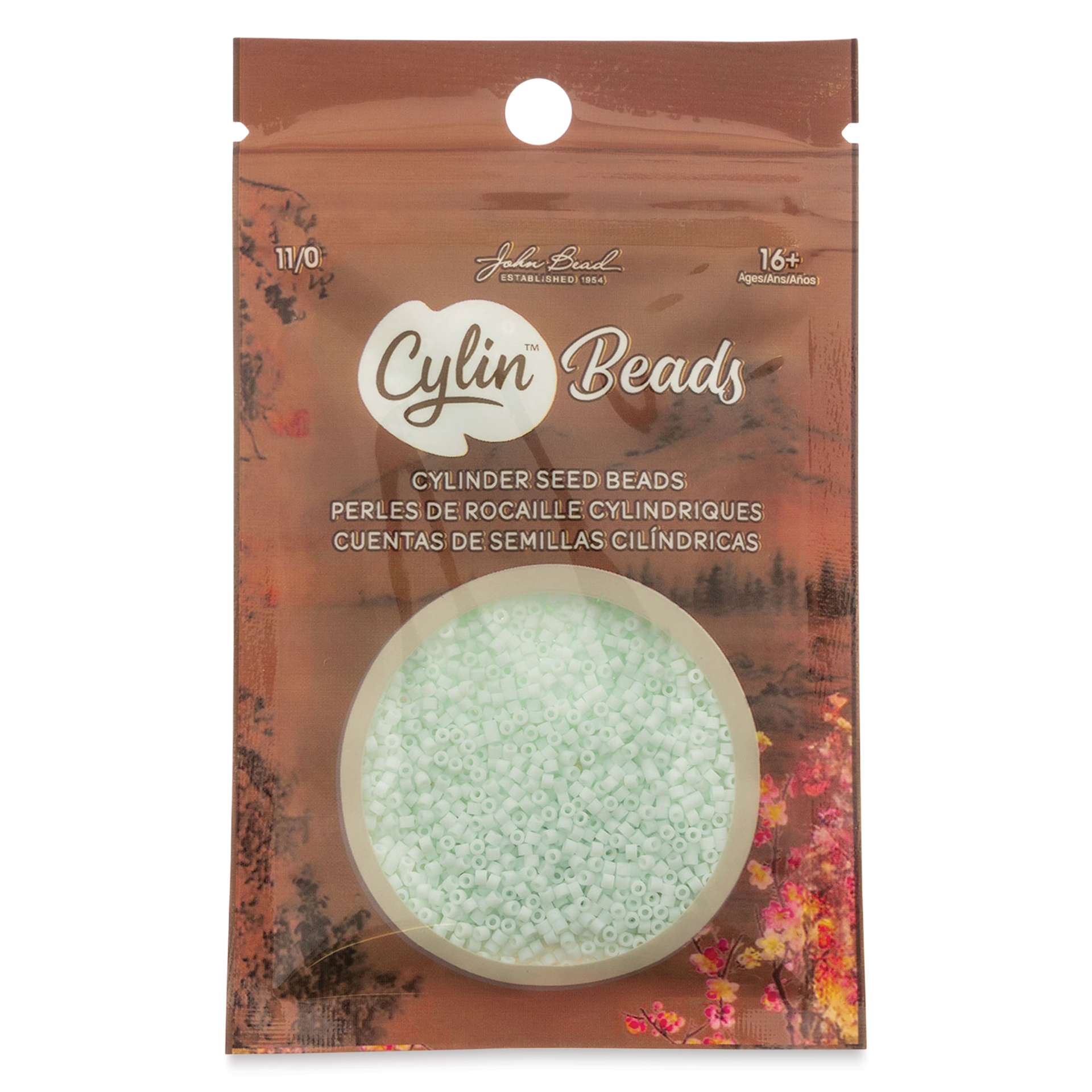 John Bead Cylin 11/0 Matte Macaron Cylindrical Seed Beads - Pale Seafoam front of packaging