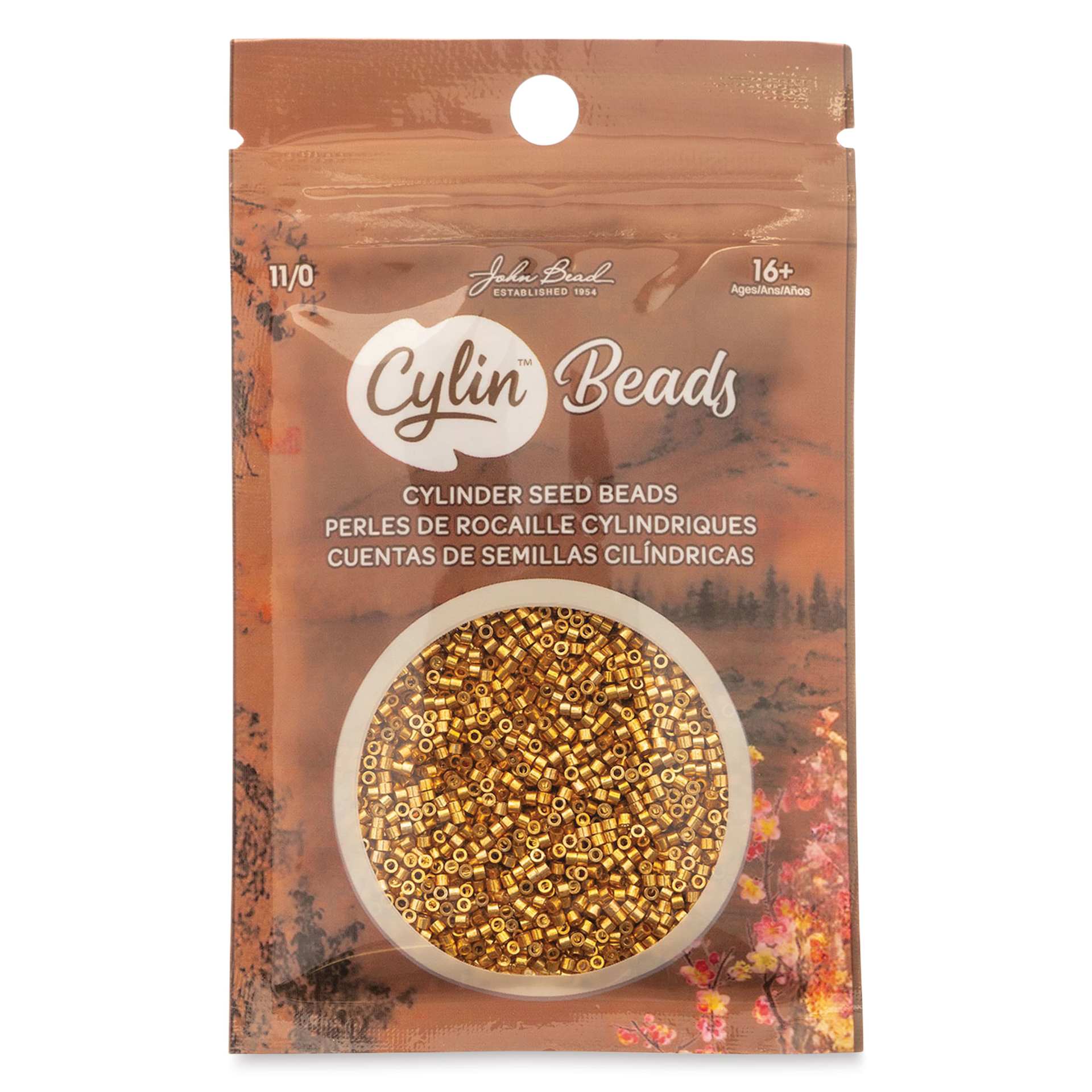 John Bead Cylin 11/0 Cylindrical Seed Beads - Gold AB  front of packaging
