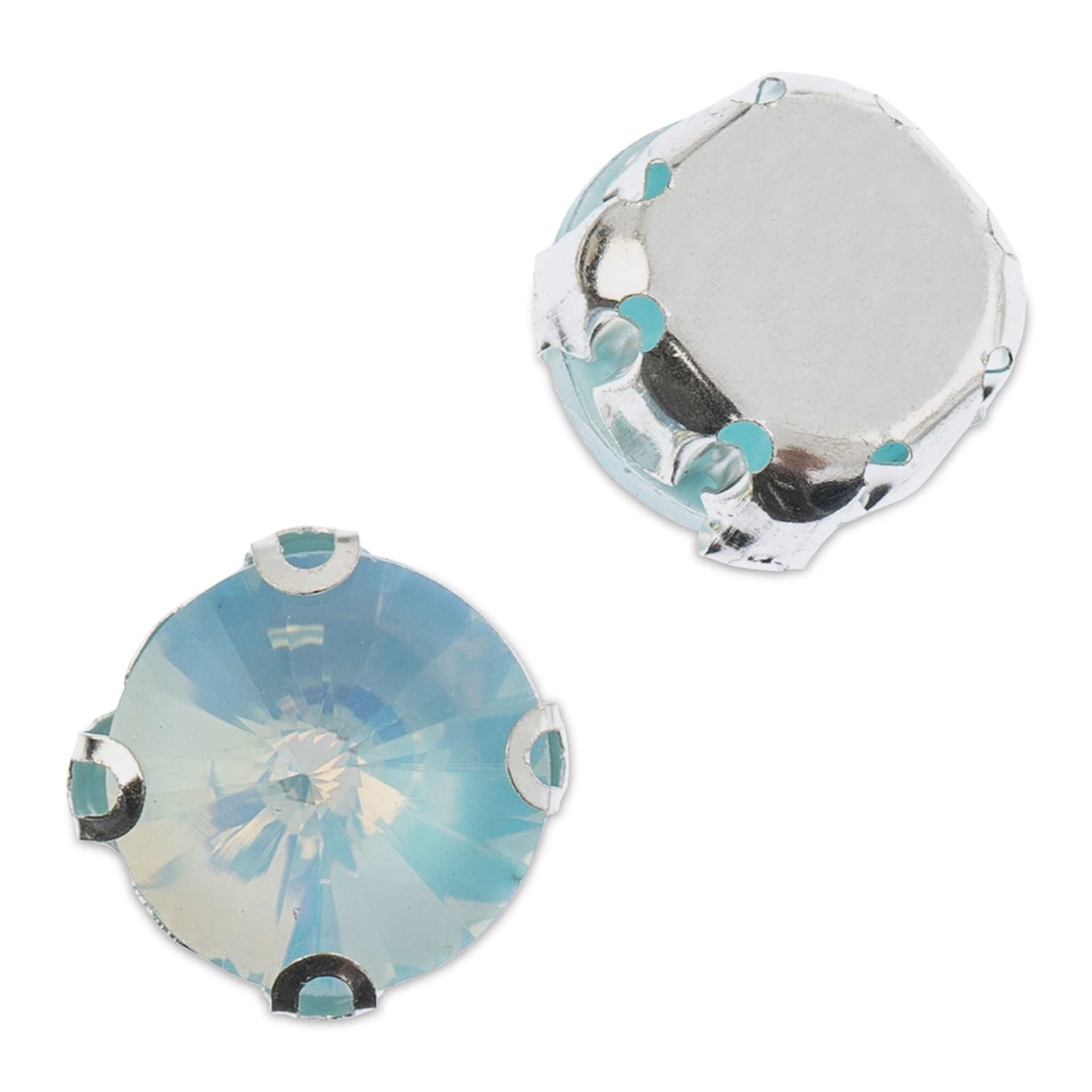 John Bead Crystal Lane DIY Sew On Rhinestones - Pkg of 20, Silver Setting, Teal Opal, 10 mm