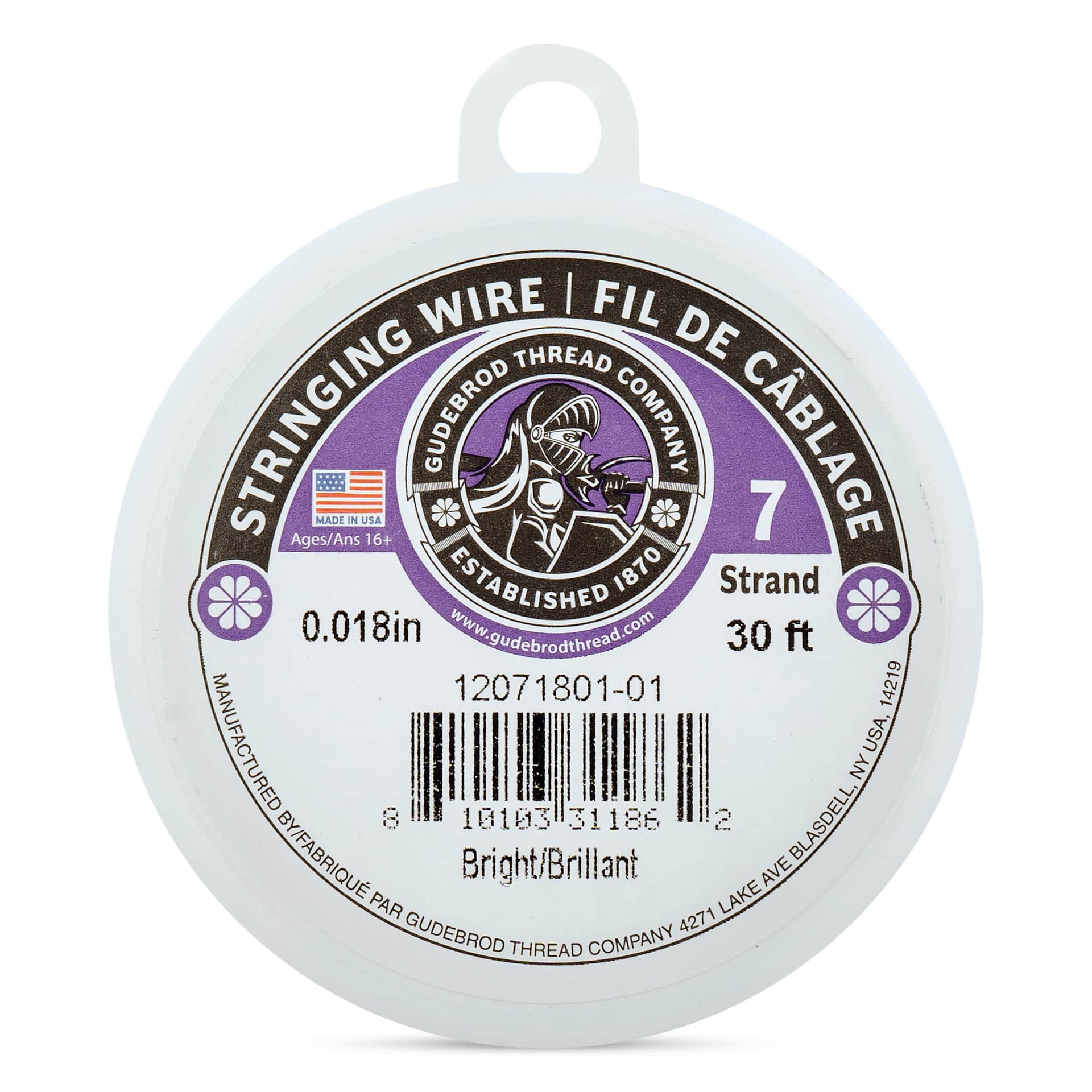 Gudebrod 7 Strand Stainless Steel Stringing Wire - 30' x .018"