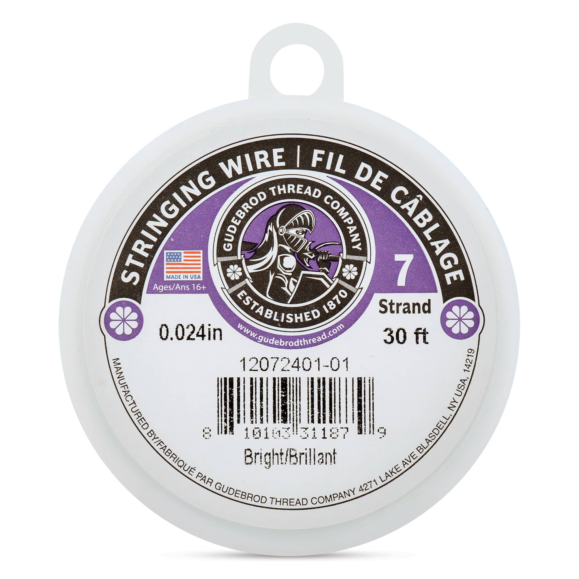 Gudebrod 7 Strand Stainless Steel Stringing Wire - 30' x .024"