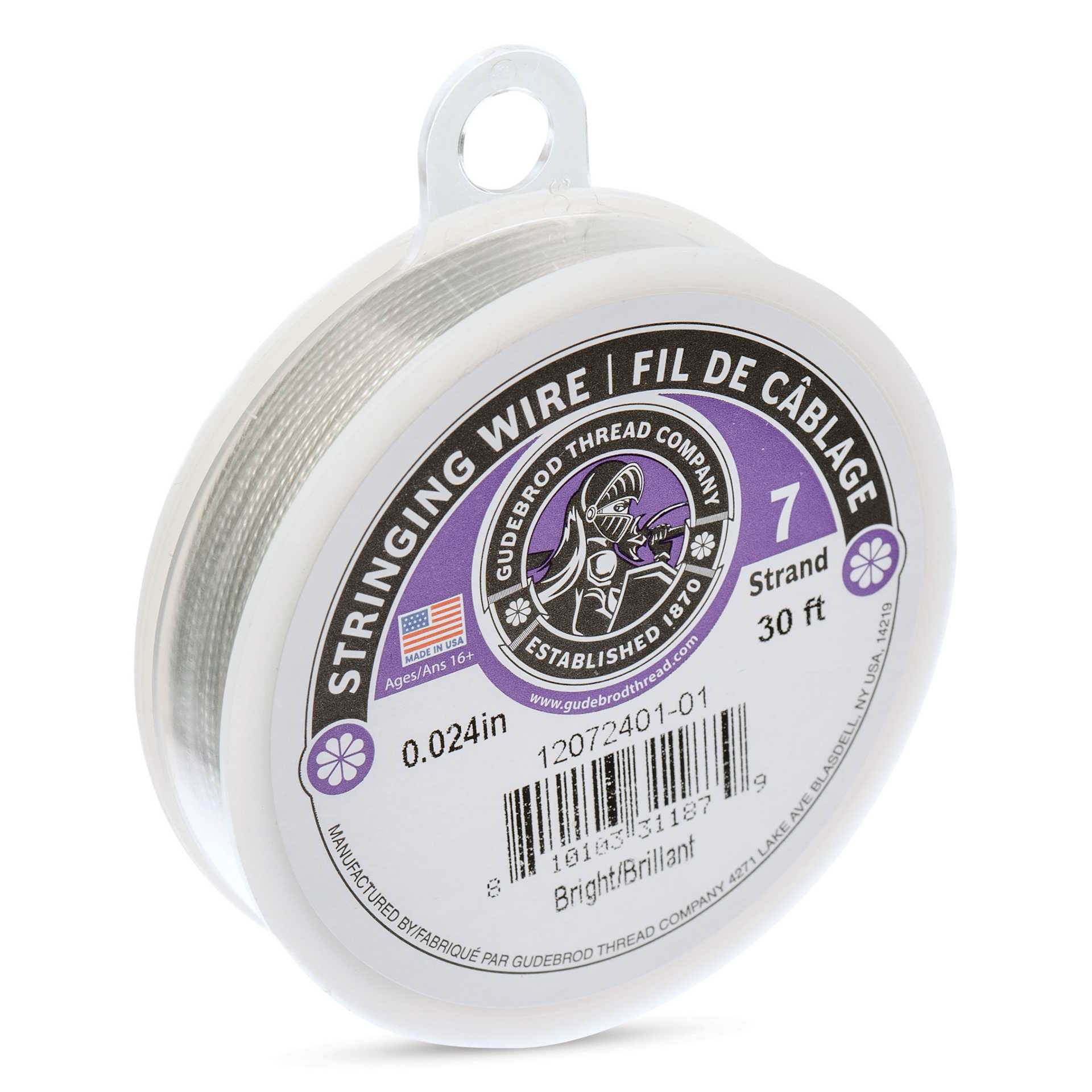 Gudebrod 7 Strand Stainless Steel Stringing Wire - 30' x .024" angled