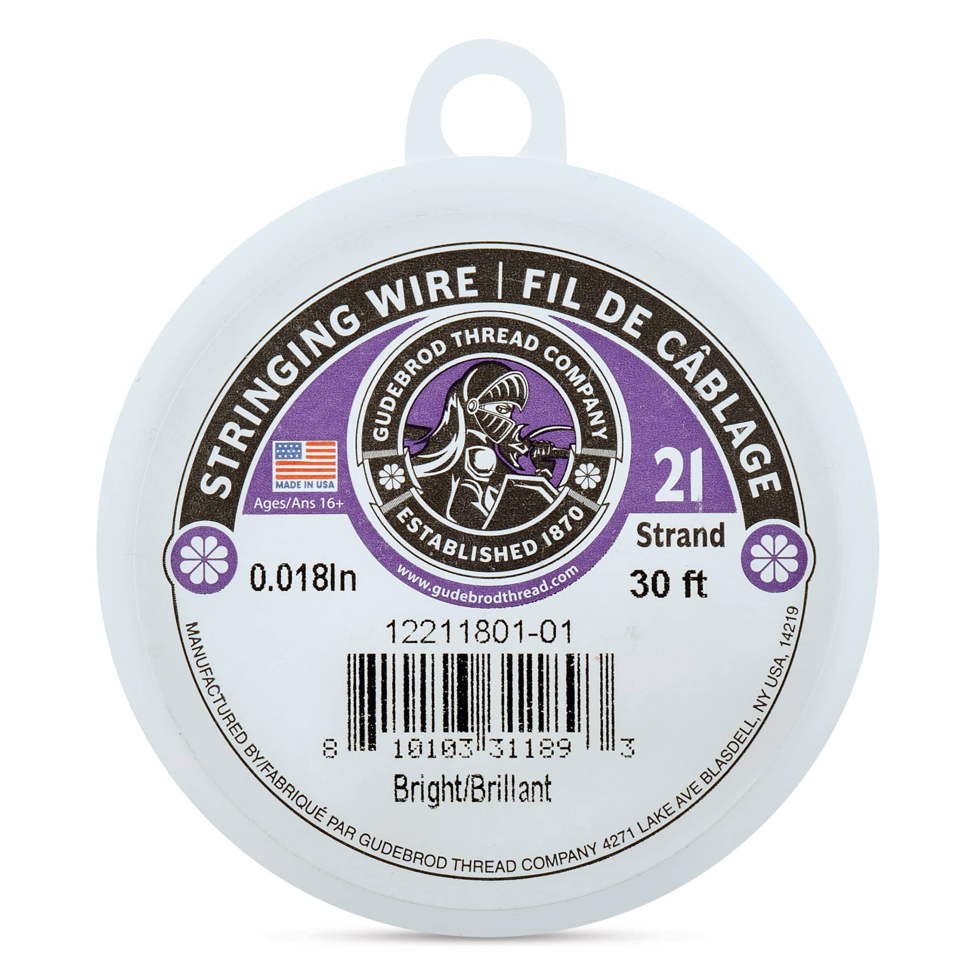 Gudebrod 21 Strand Stainless Steel Stringing Wire - 30' x .018"