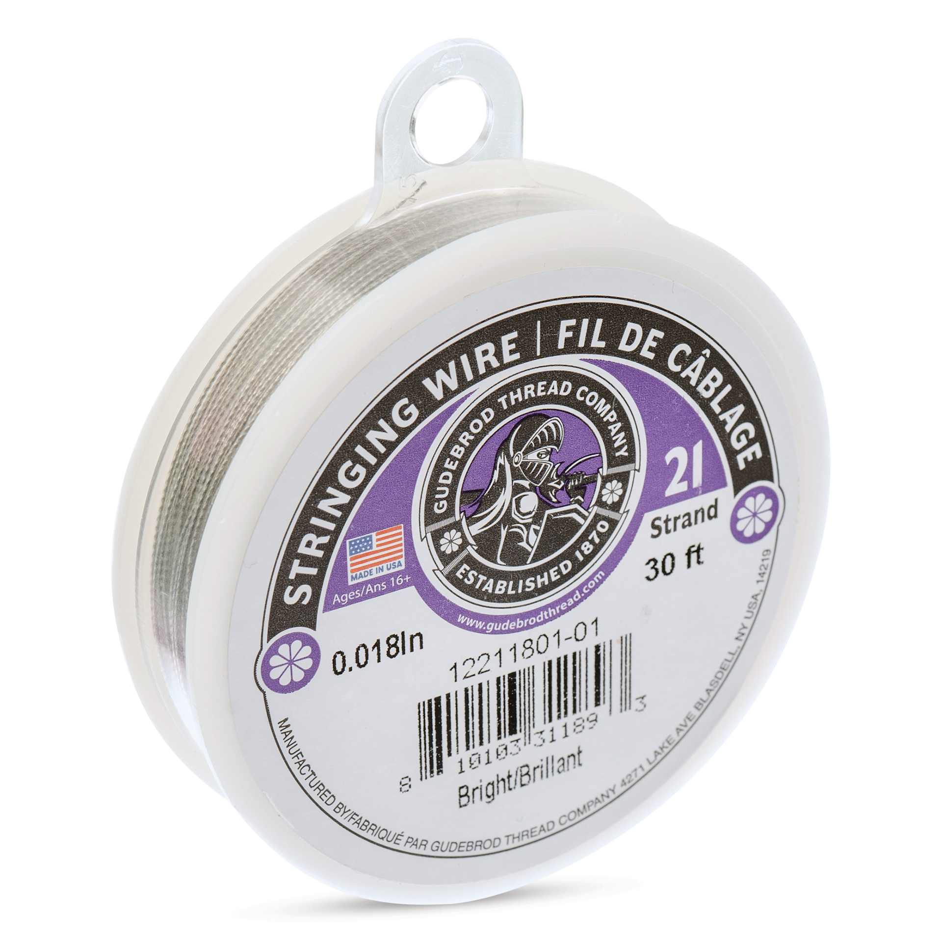 Gudebrod 21 Strand Stainless Steel Stringing Wire - 30' x .018" 