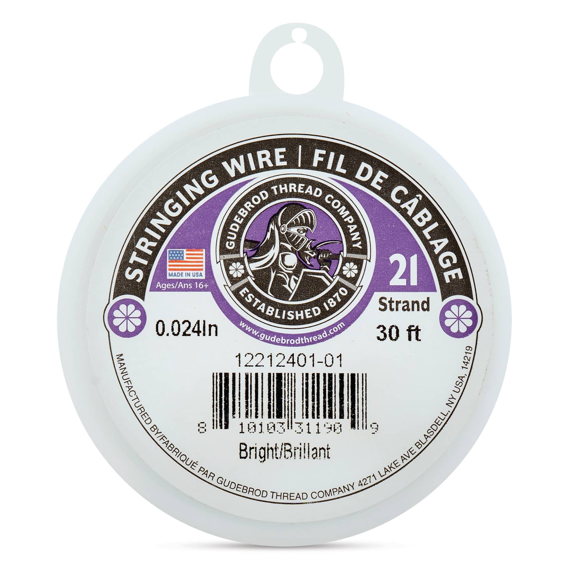 Gudebrod 21 Strand Stainless Steel Stringing Wire - 30' x .024"