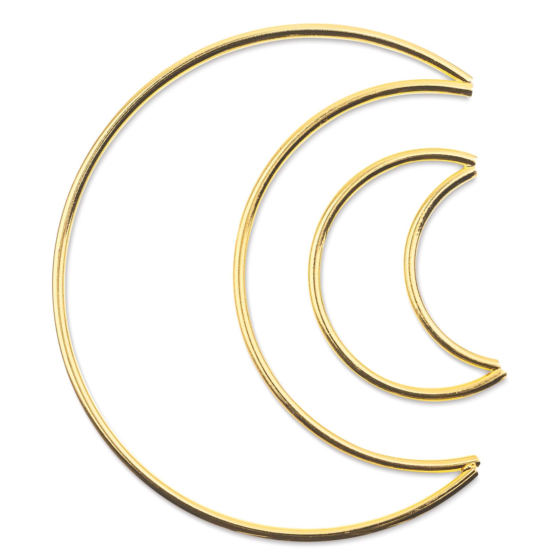 John Bead Iron Metal Shapes Macramé Frames - Pkg of 2, Moons, 50mm and 100mm