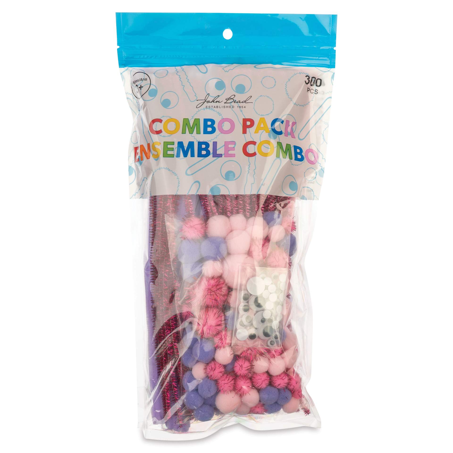 John Bead Mixed Craft Combo Pack - Pkg of 300, Princess Mix front of packaging