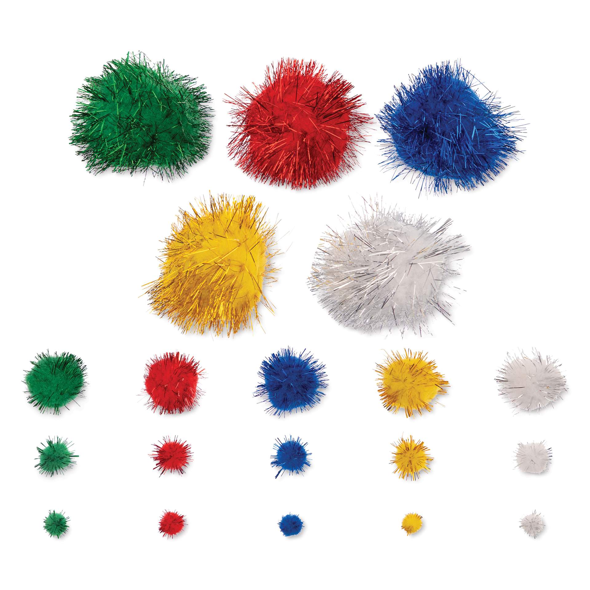 John Bead Pom Poms Assorted Mix - Pkg of 100, Glitter Mix