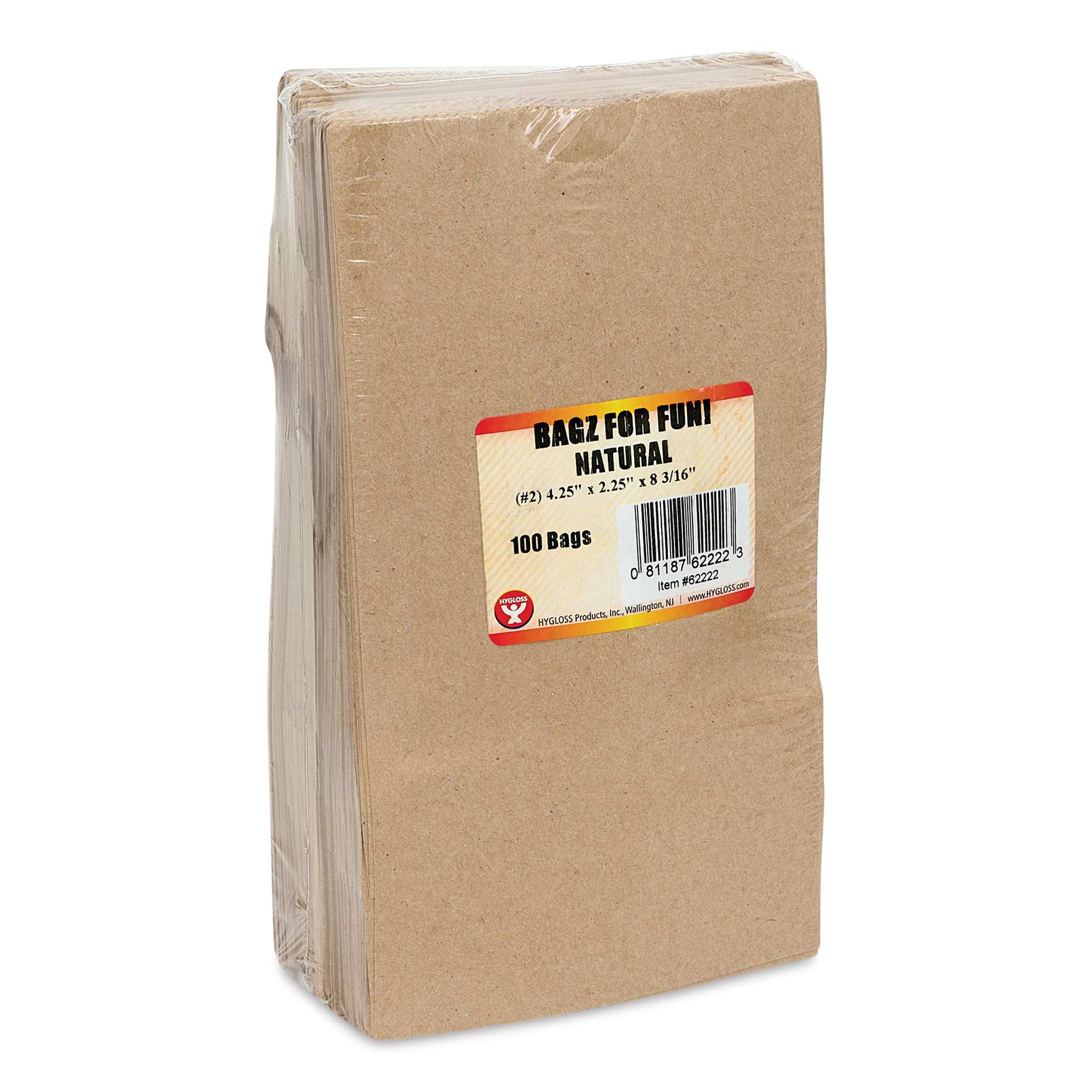 Hygloss Kraft Brown Paper Bags - Pkg of 100, #2 Small front of packaging