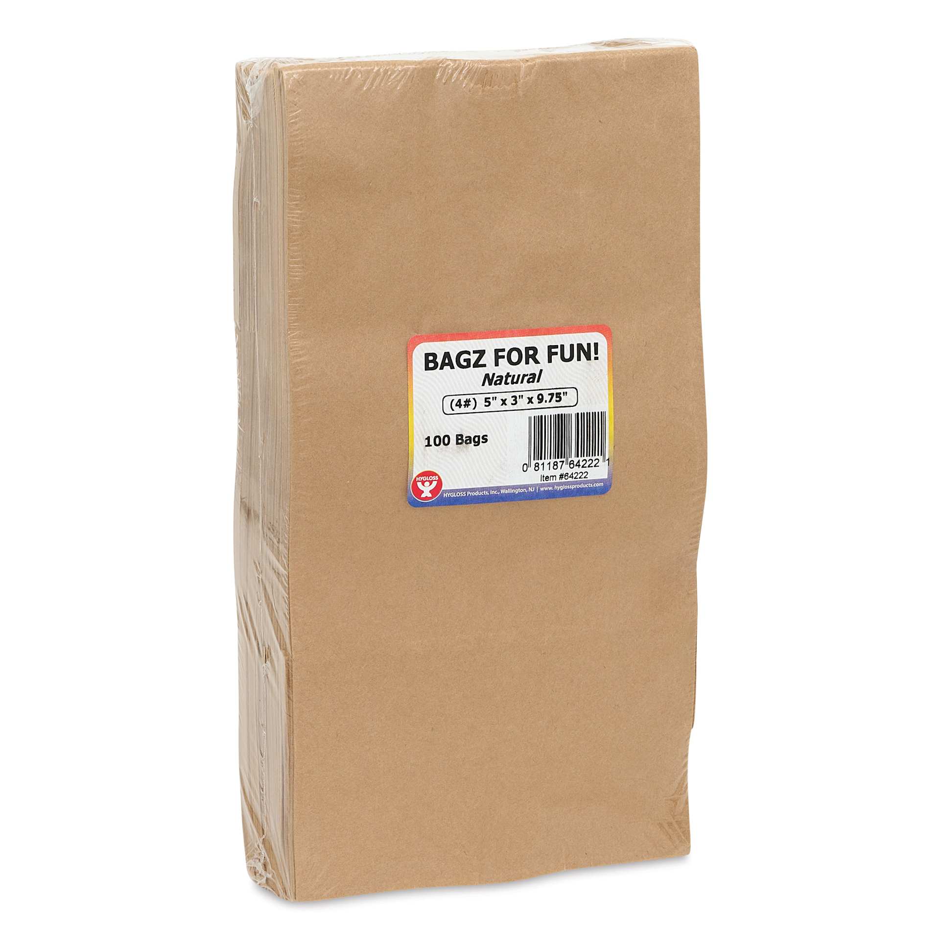 Hygloss Kraft Brown Paper Bags - Pkg of 100, #4 Medium front of packaging