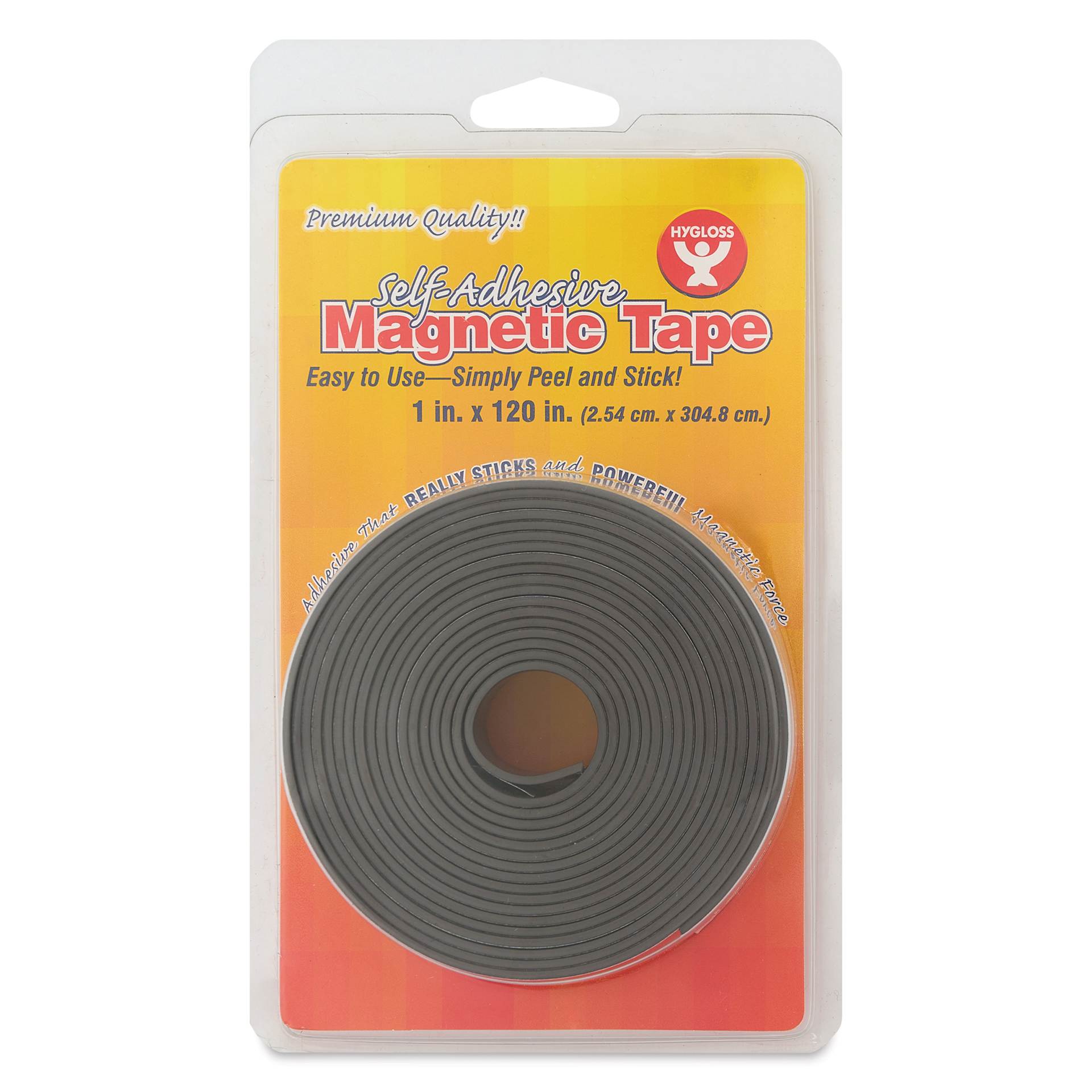 Hygloss Self-Adhesive Magnetic Tape - 1" x 120" Roll front of packaging