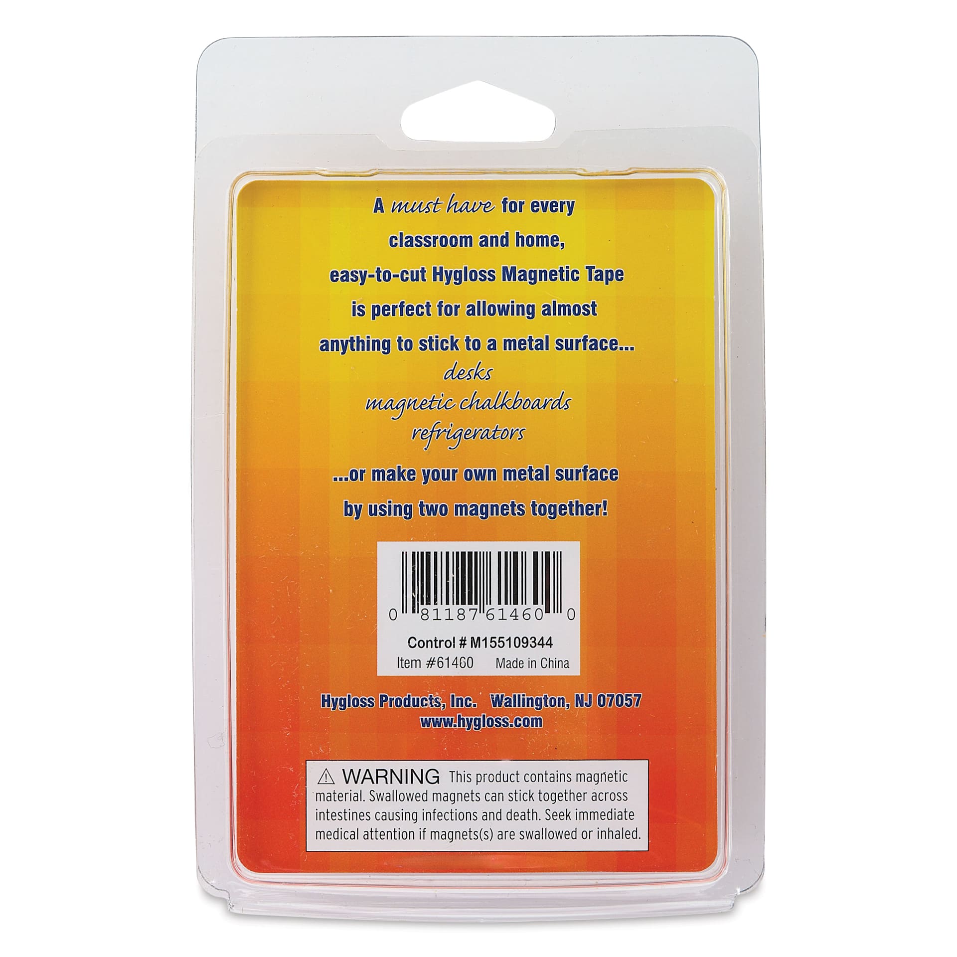 Hygloss Self-Adhesive Magnetic Tape - 1/2" x 60" Roll back of packaging