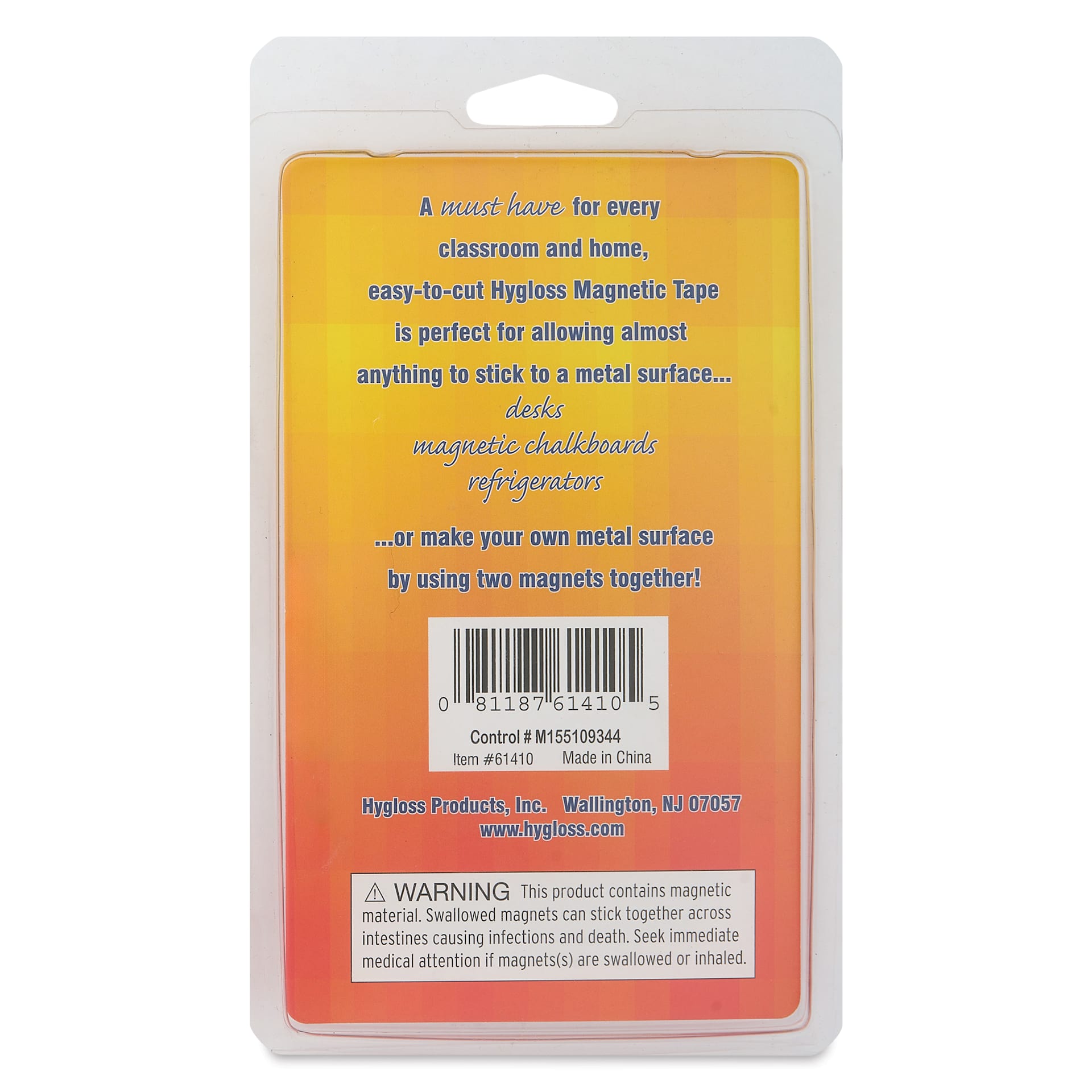 Hygloss Self-Adhesive Magnetic Tape - 1/2" x 120" Roll back of packaging