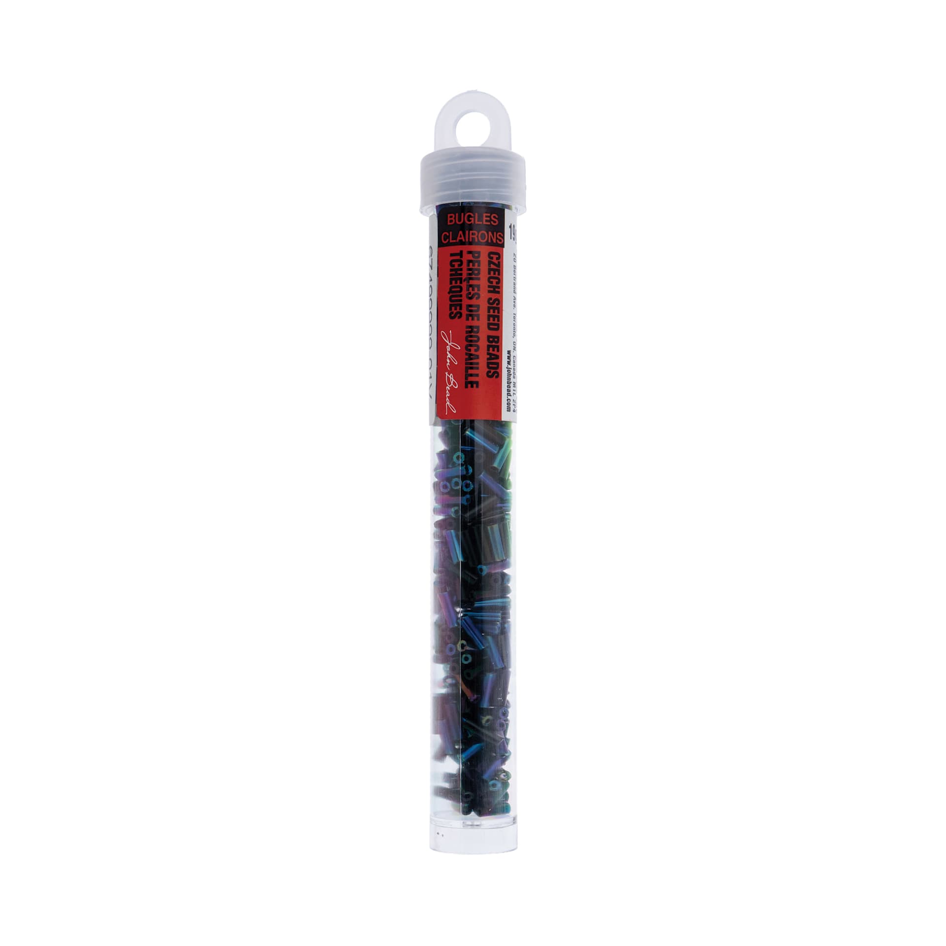 John Bead Czech Glass #3 Bugle Beads - Midnight Mix, 6.5 mm, 19 g Tube