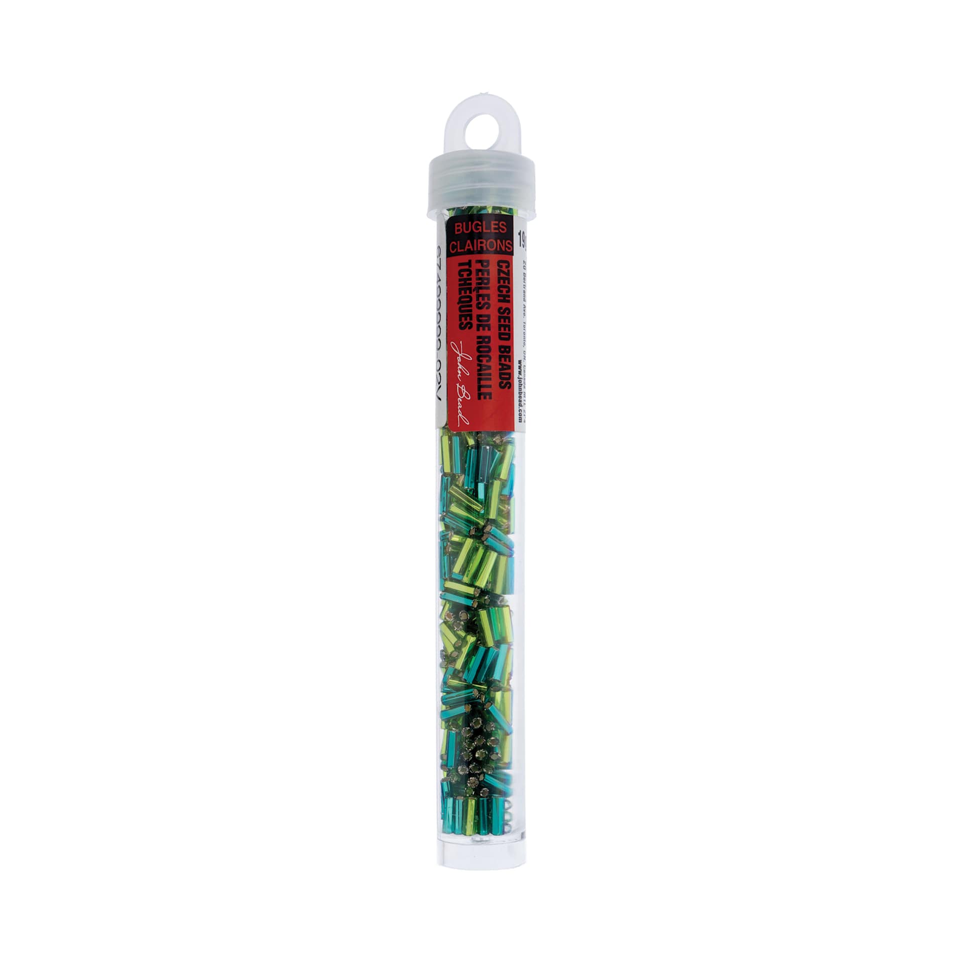John Bead Czech Glass #3 Bugle Beads - Spring Fling, 6.5 mm, 19 g Tube
