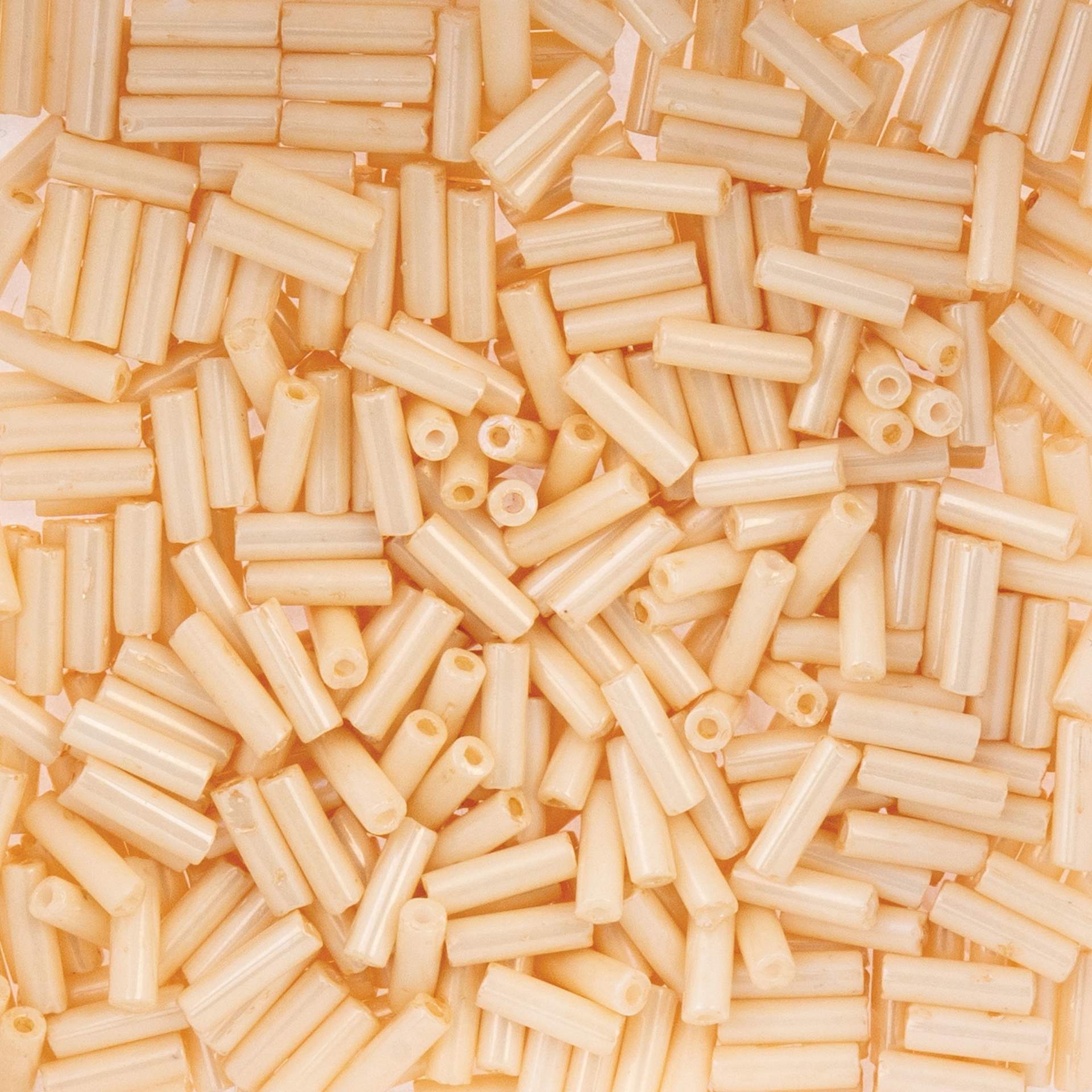John Bead Czech Glass #3 Bugle Beads - Eggshell close up