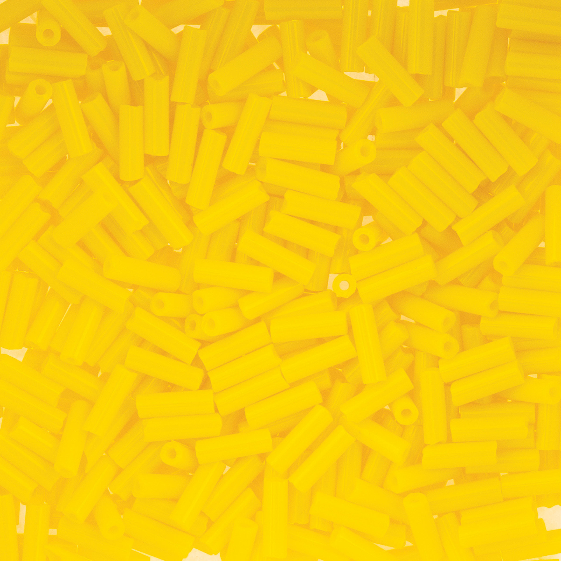 John Bead Czech Glass #3 Bugle Beads - Opaque Lemon Yellow close up