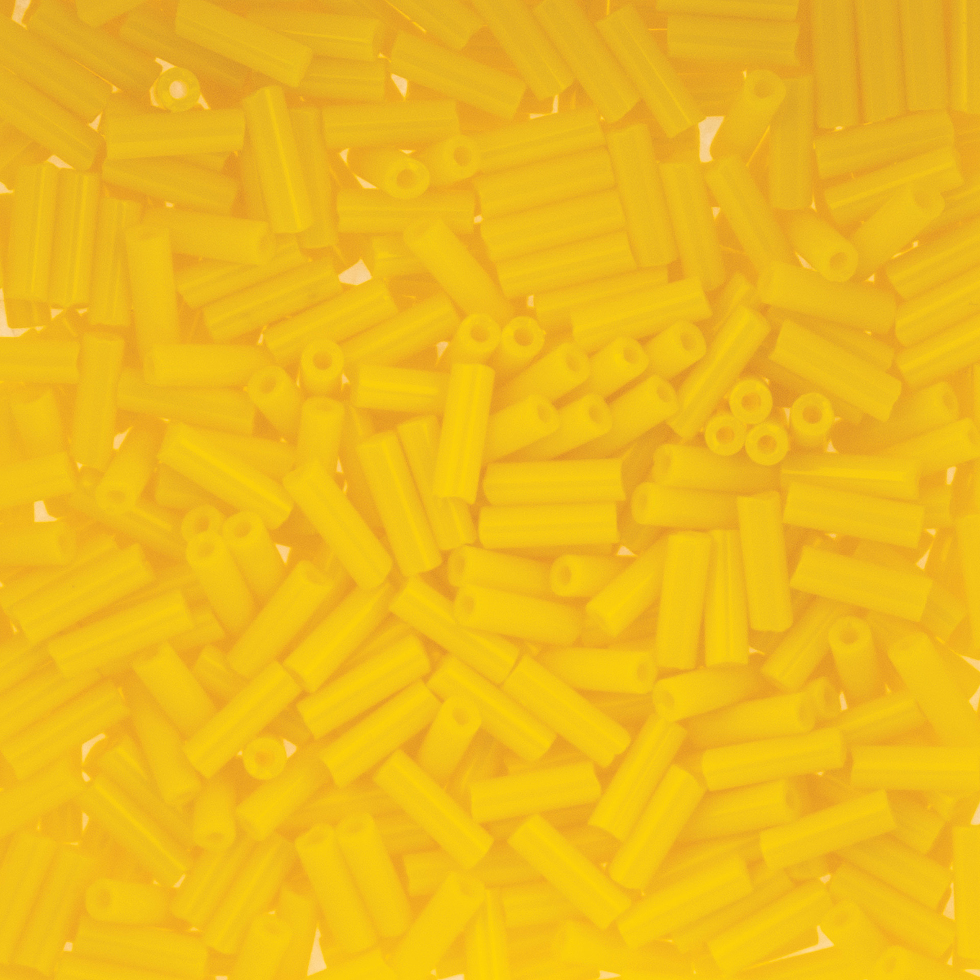 John Bead Czech Glass #3 Bugle Beads - Opaque Gold Yellow close up