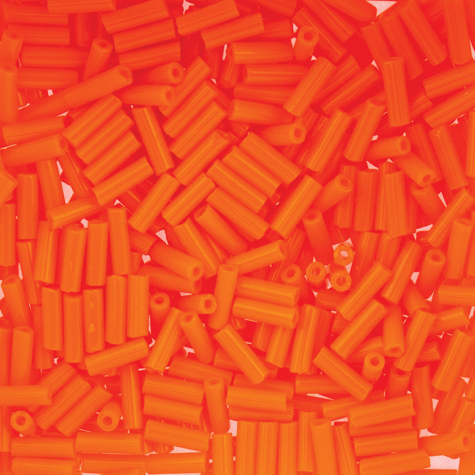 John Bead Czech Glass #3 Bugle Beads - Opaque Orange close up