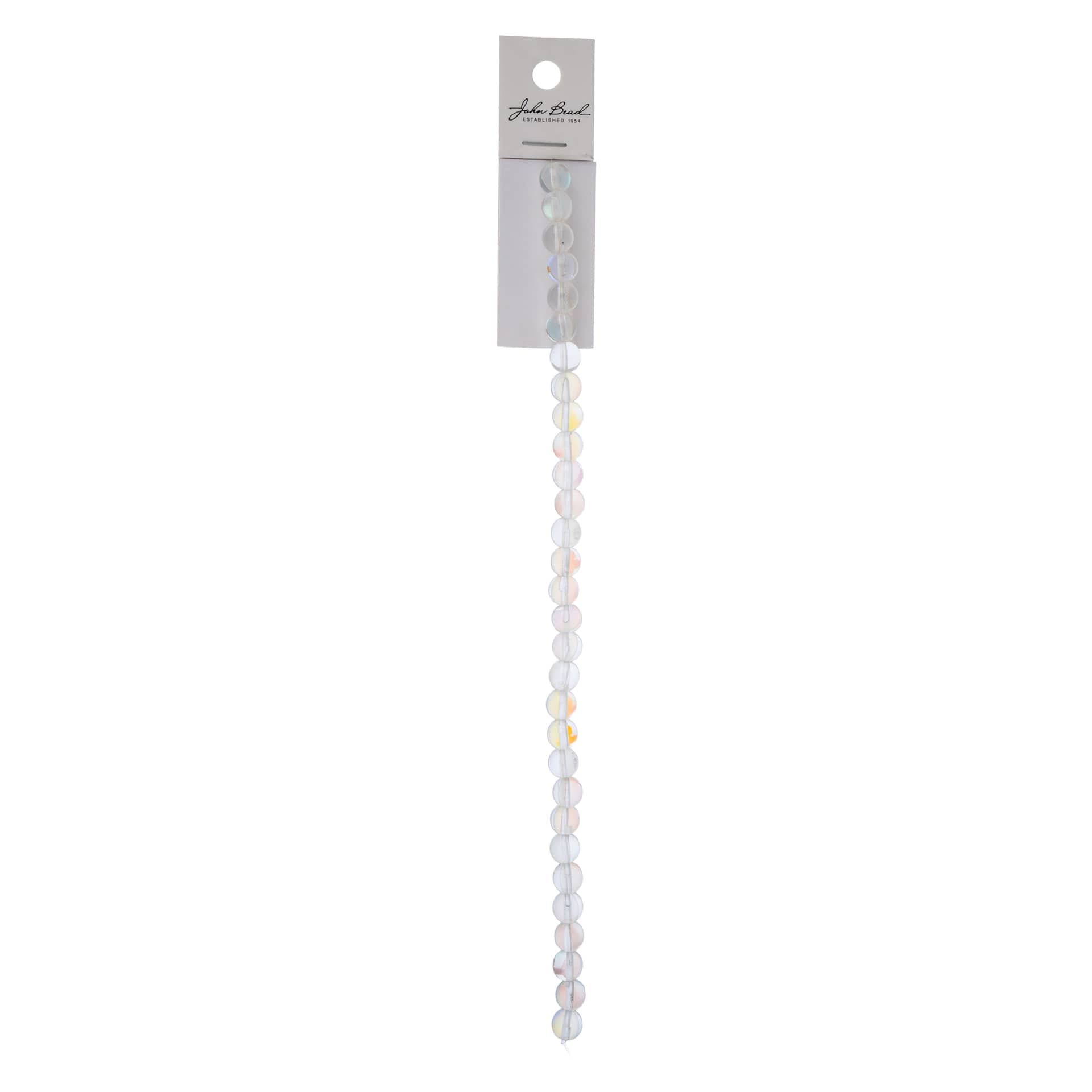 John Bead Crystal Lane DIY Glow in the Dark Round Bead Strand - Crystal AB, 7 in with packaging