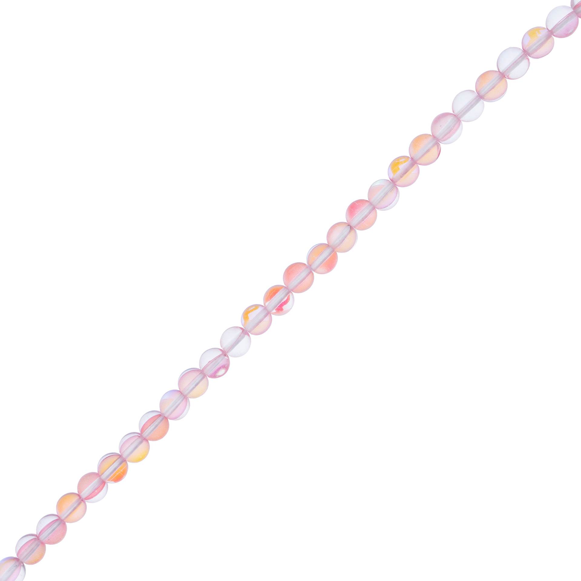 John Bead Crystal Lane DIY Glow in the Dark Round Bead Strand - Pink AB, 7 in