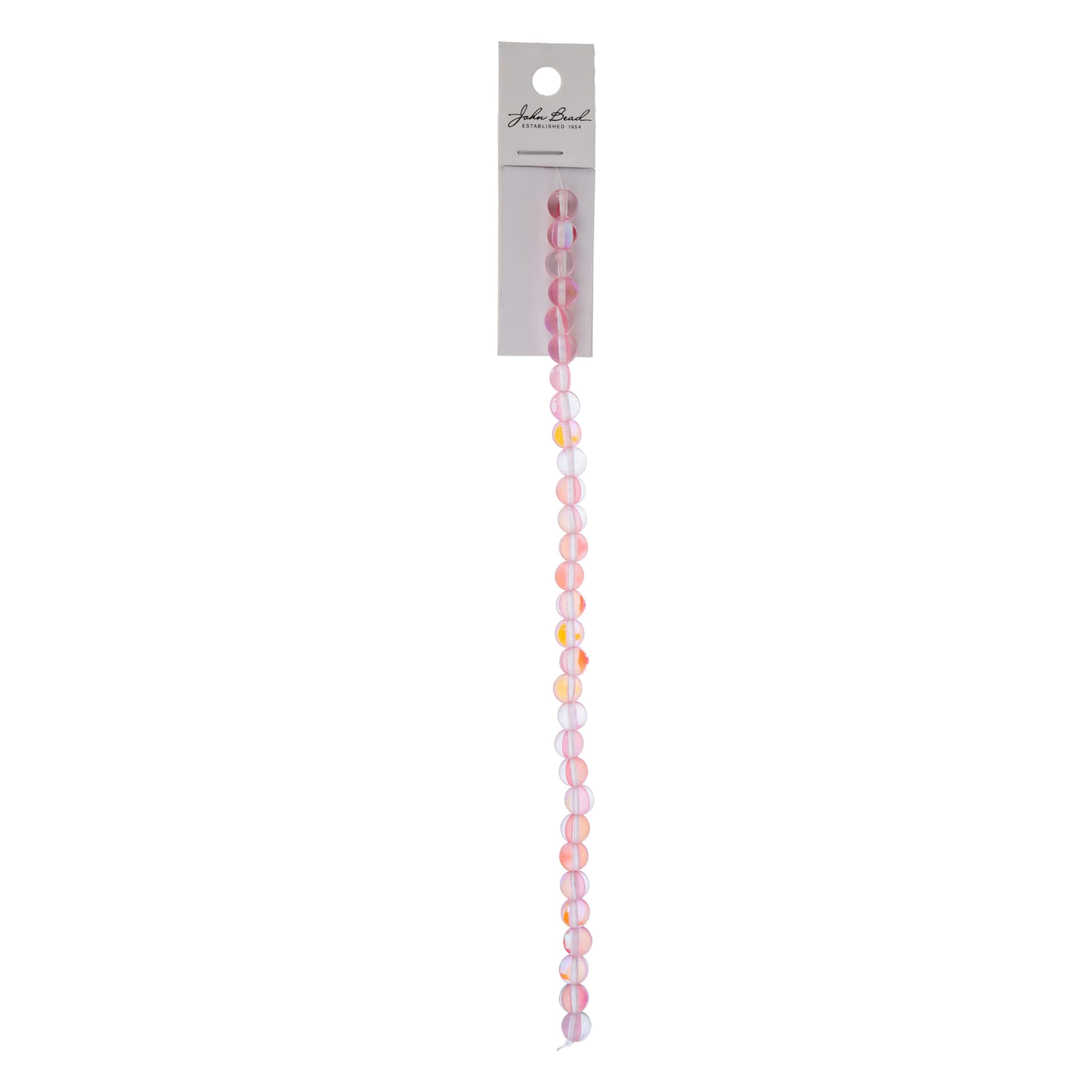 John Bead Crystal Lane DIY Glow in the Dark Round Bead Strand - Pink AB, 7 in with packaging