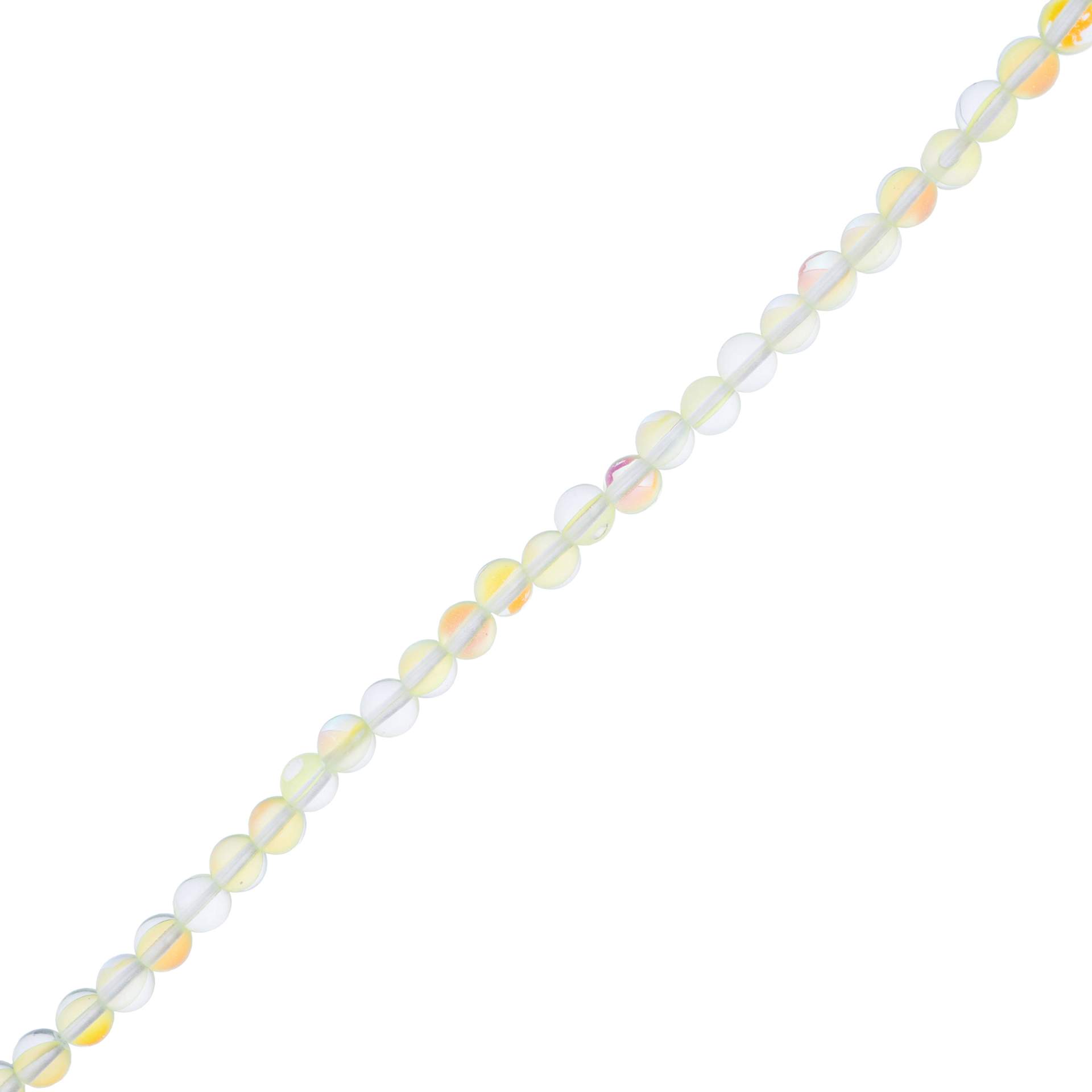 John Bead Crystal Lane DIY Glow in the Dark Round Bead Strand - Yellow AB, 7 in