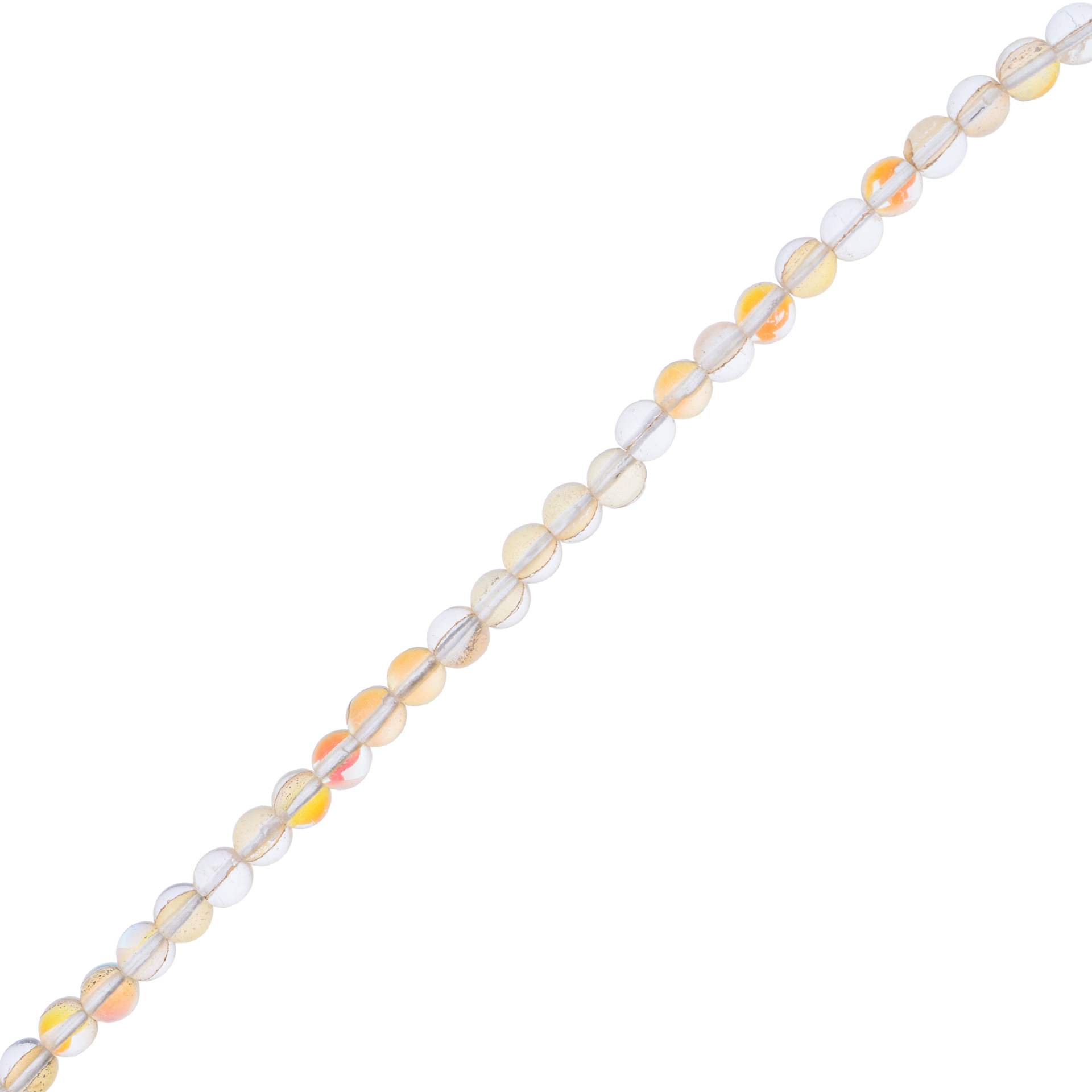 John Bead Crystal Lane DIY Glow in the Dark Round Bead Strand - Orange AB, 7 in