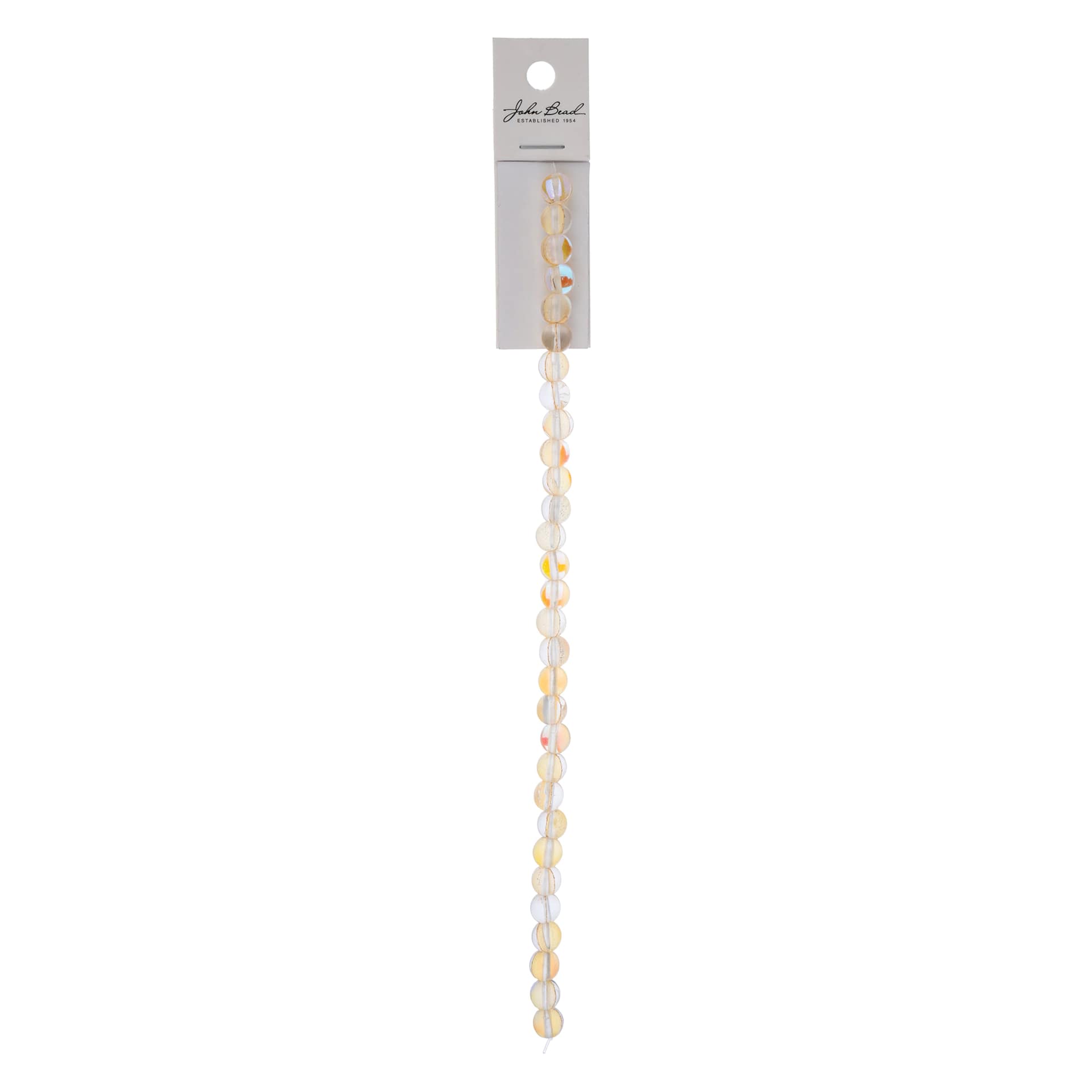 John Bead Crystal Lane DIY Glow in the Dark Round Bead Strand - Orange AB, 7 in with packaging