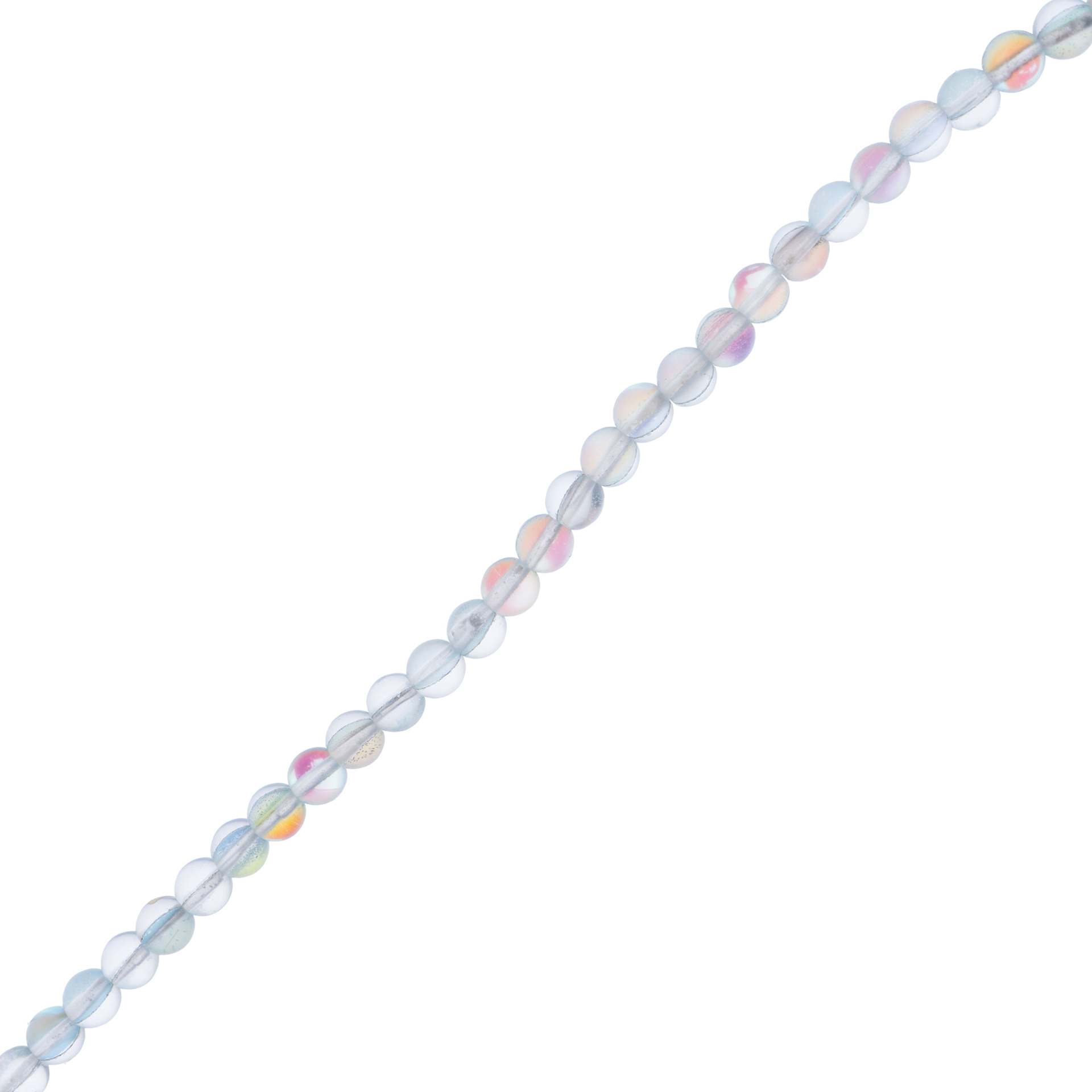 John Bead Crystal Lane DIY Glow in the Dark Round Bead Strand - Light Blue AB, 7 in