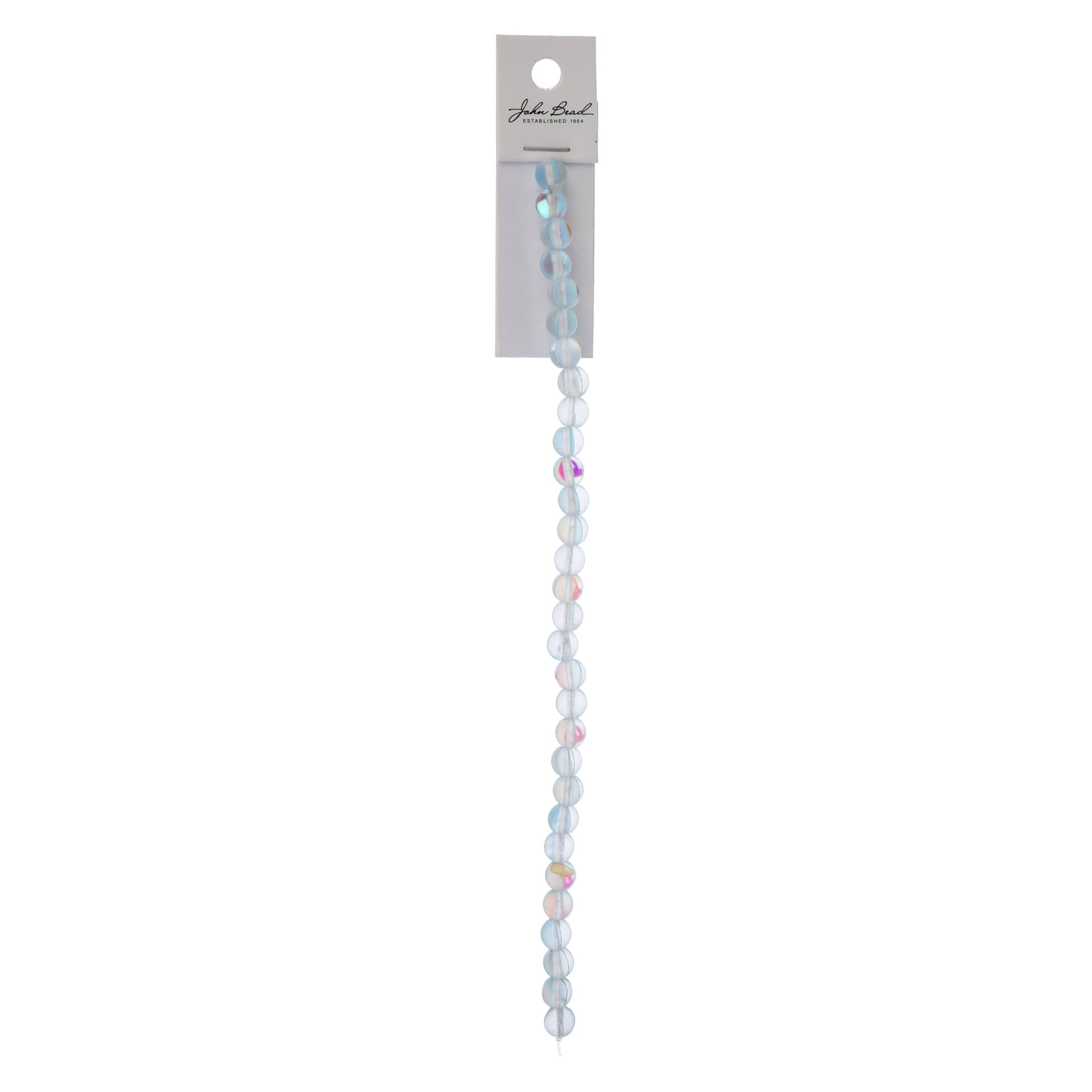John Bead Crystal Lane DIY Glow in the Dark Round Bead Strand - Light Blue AB, 7 in with packaging