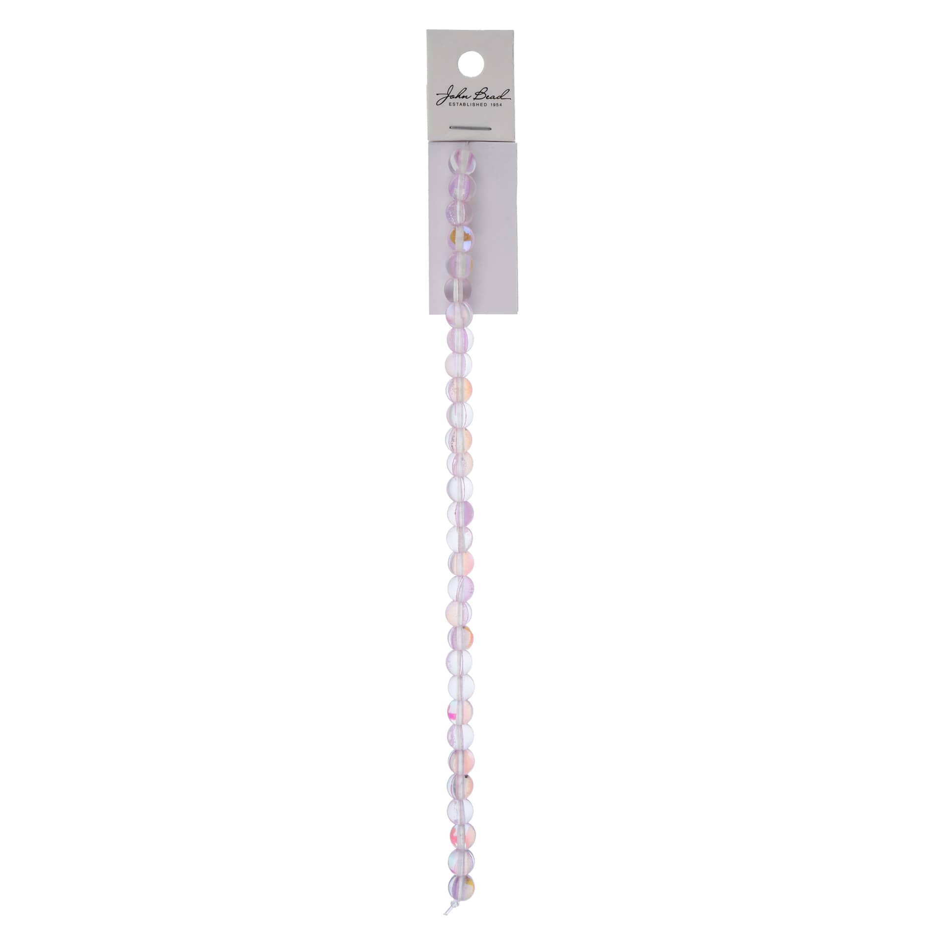 John Bead Crystal Lane DIY Glow in the Dark Round Bead Strand - Purple AB, 7 in with packaging