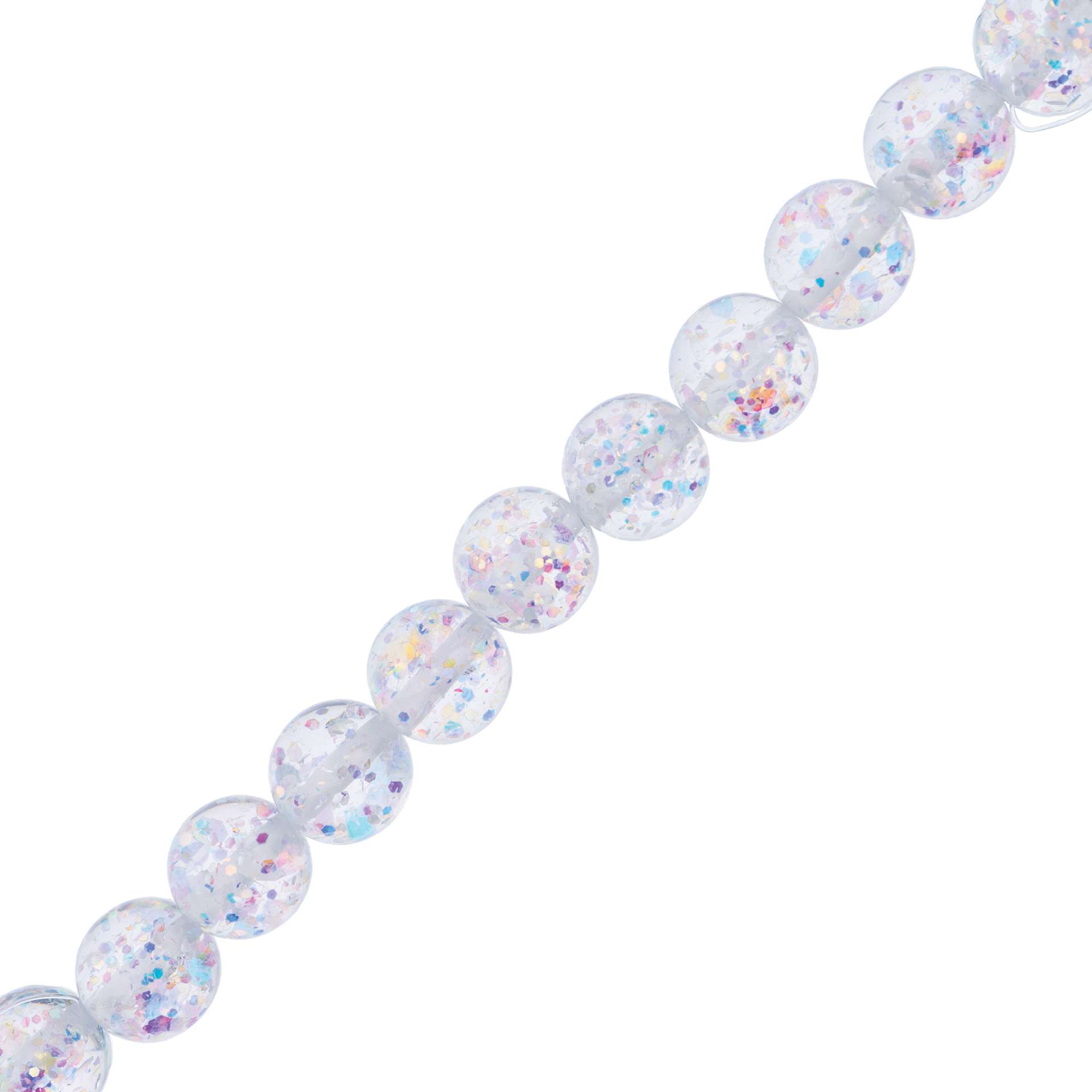 John Bead Resin Round Beads with Sequins Strand - Crystal AB Sequins, 7" Strand, 15.8 mm Dia