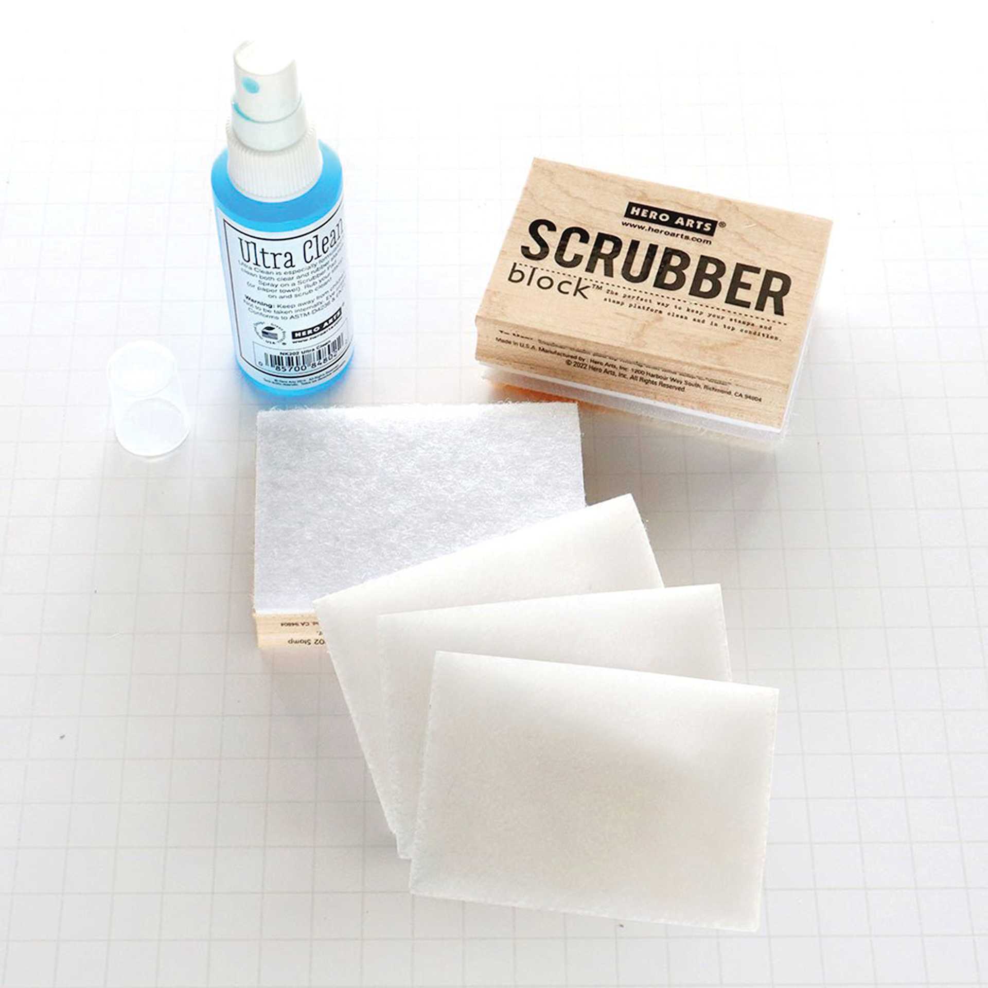 Hero Arts Scrubber Block Replacement Pads - Pkg of 3, 3.5 in x 2.5 in x .5 in with related products (sold seperately)