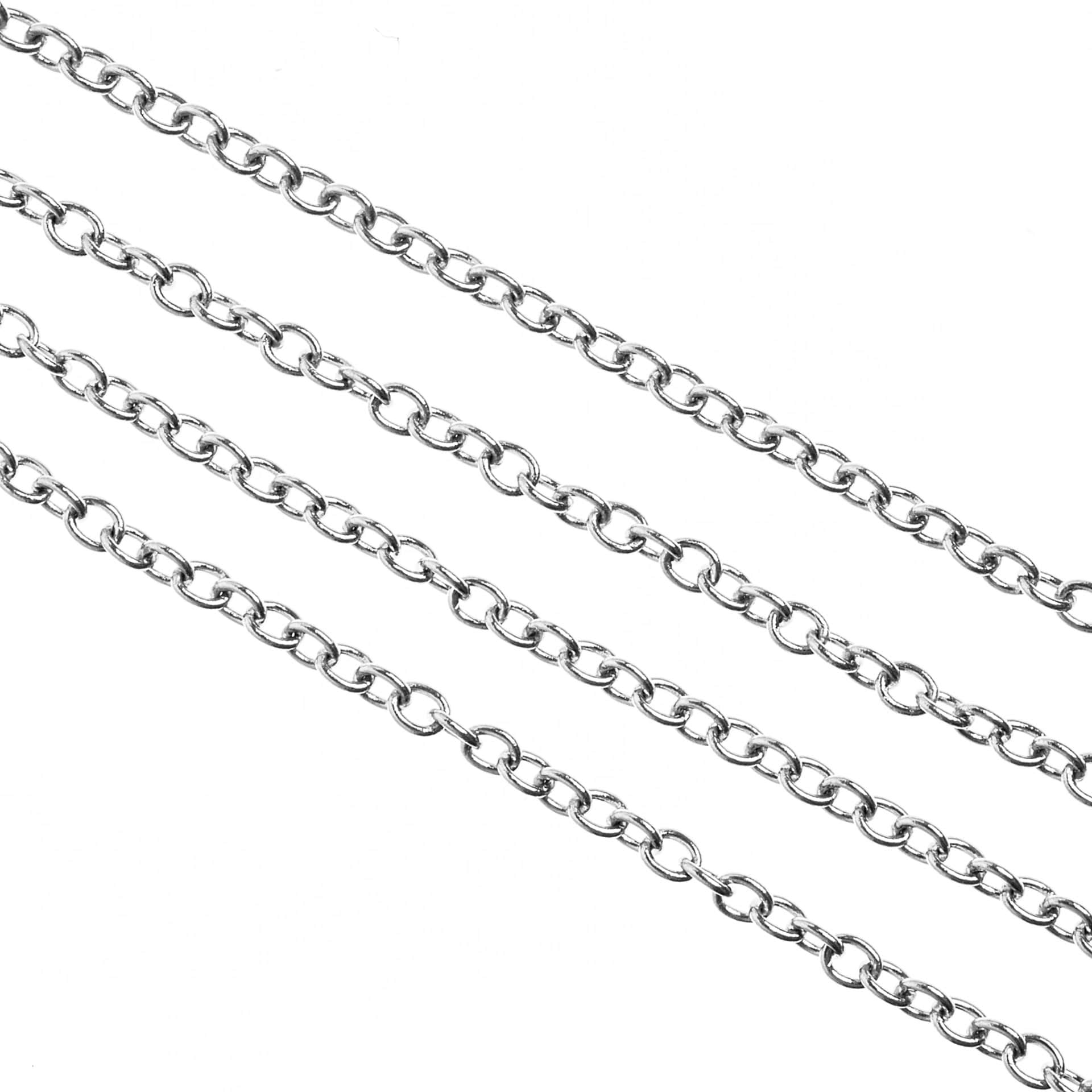 John Bead Stainless Steel Jewelry Chain - Rolo Chain, 1 m Long, 2 mm x 1.5 mm Links