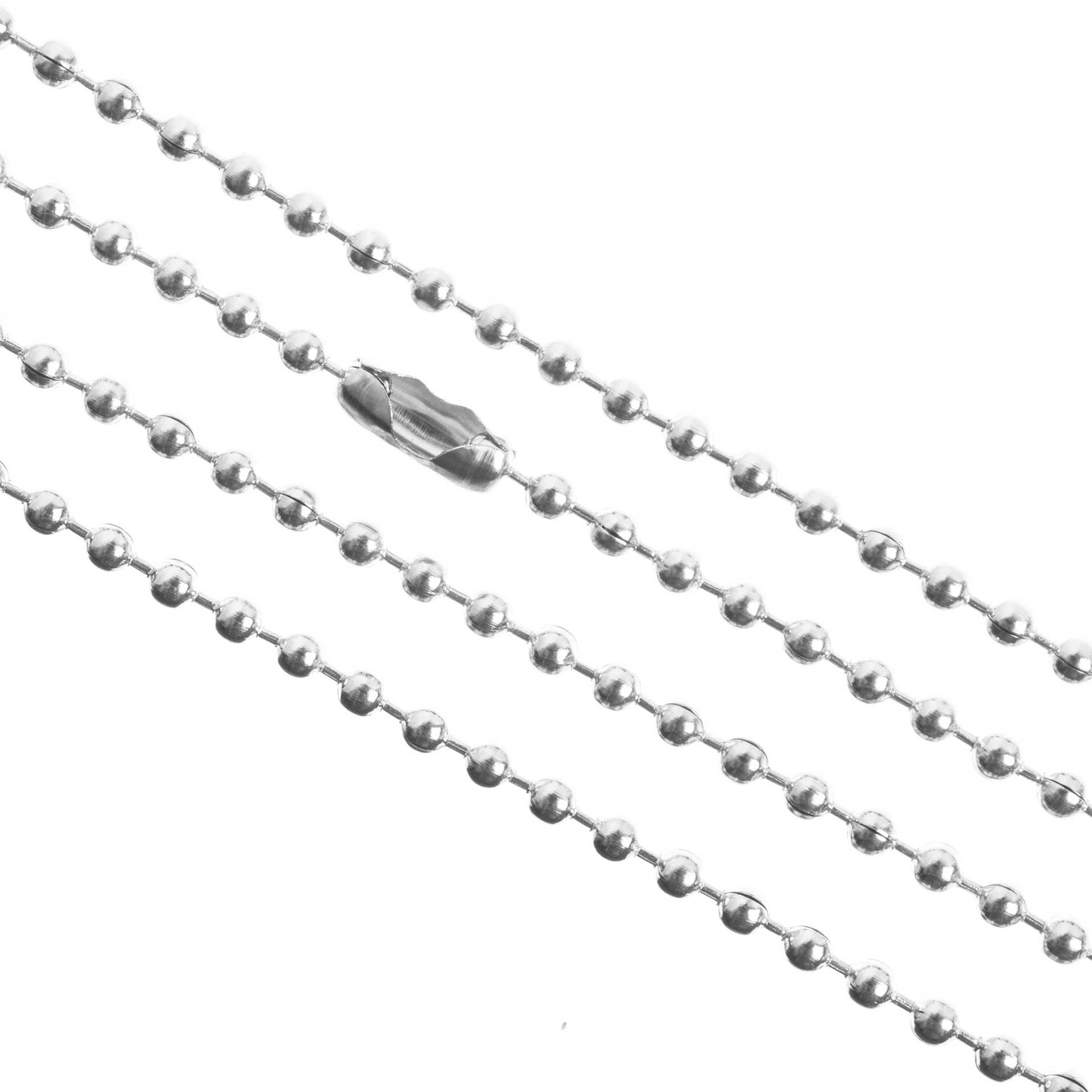 John Bead Stainless Steel Jewelry Chain - Ball Chain, 1 m Long, 2.4 mm Links close up showing links